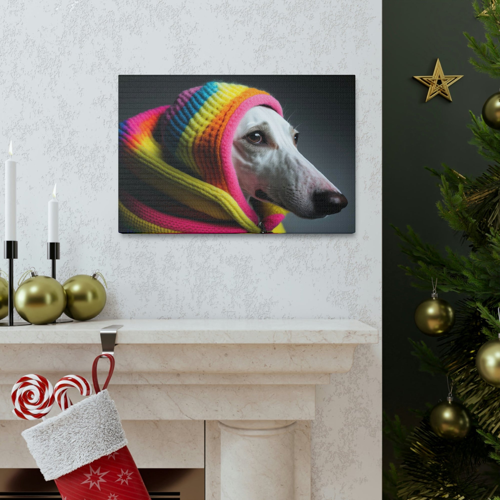 Funny Whippet Silly Whippet Scene Inside Wall Art Ready to Hang Unframed-Express Your Love Gifts