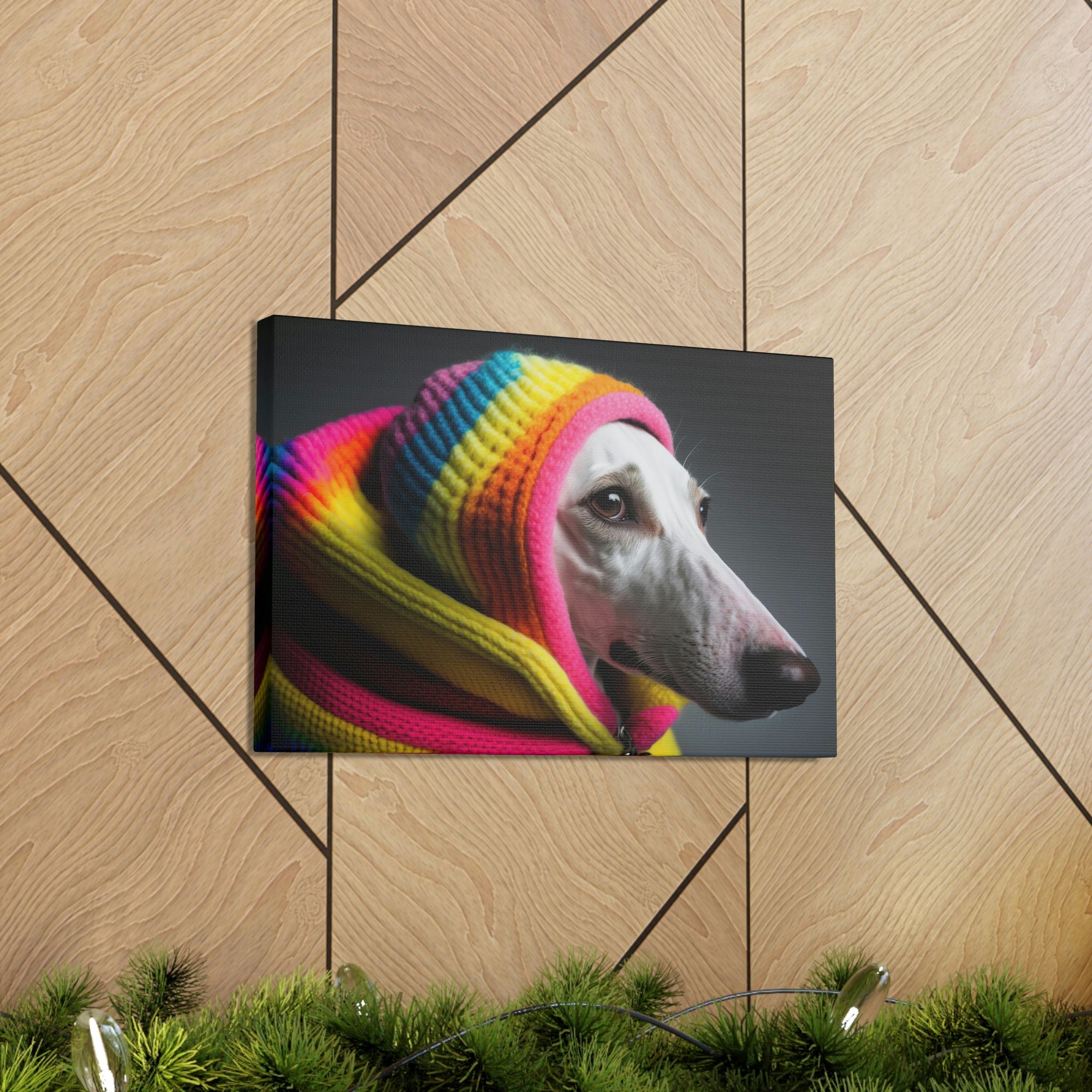 Funny Whippet Silly Whippet Scene Inside Wall Art Ready to Hang Unframed-Express Your Love Gifts