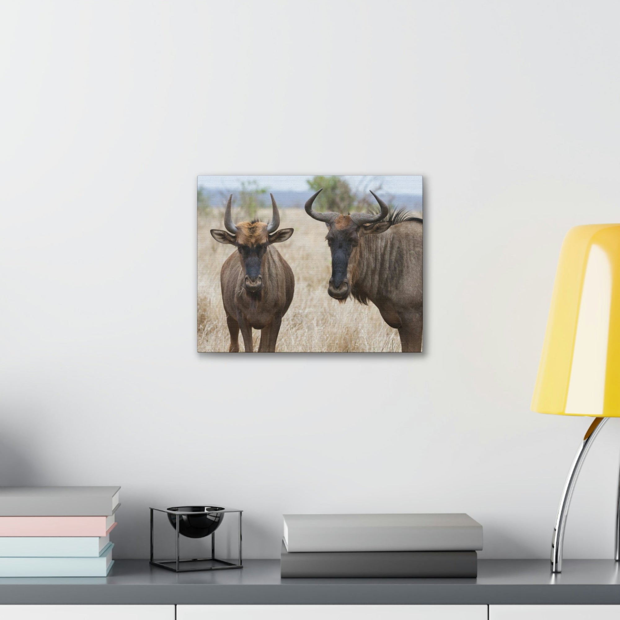 Funny Wildebeest Silly Wildebeest Scene Couple Wall Art Ready to Hang Unframed-Express Your Love Gifts