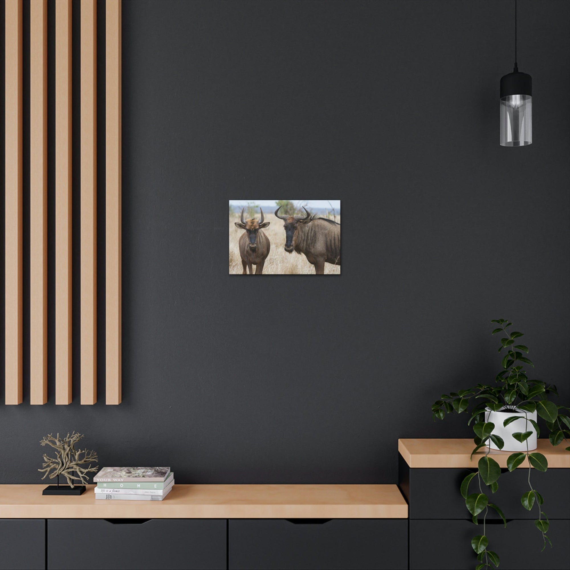 Funny Wildebeest Silly Wildebeest Scene Couple Wall Art Ready to Hang Unframed-Express Your Love Gifts