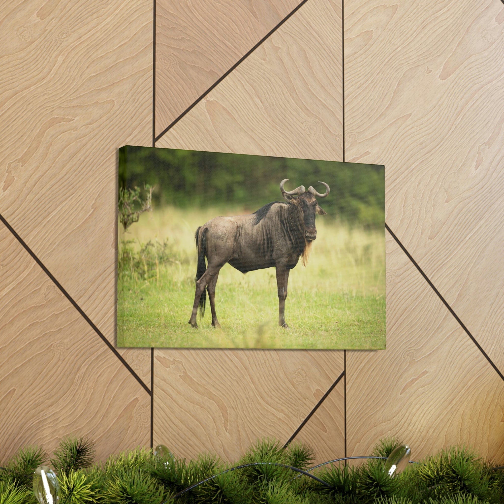 Funny Wildebeest Silly Wildebeest Scene Outdoor Wall Art Ready to Hang Unframed-Express Your Love Gifts