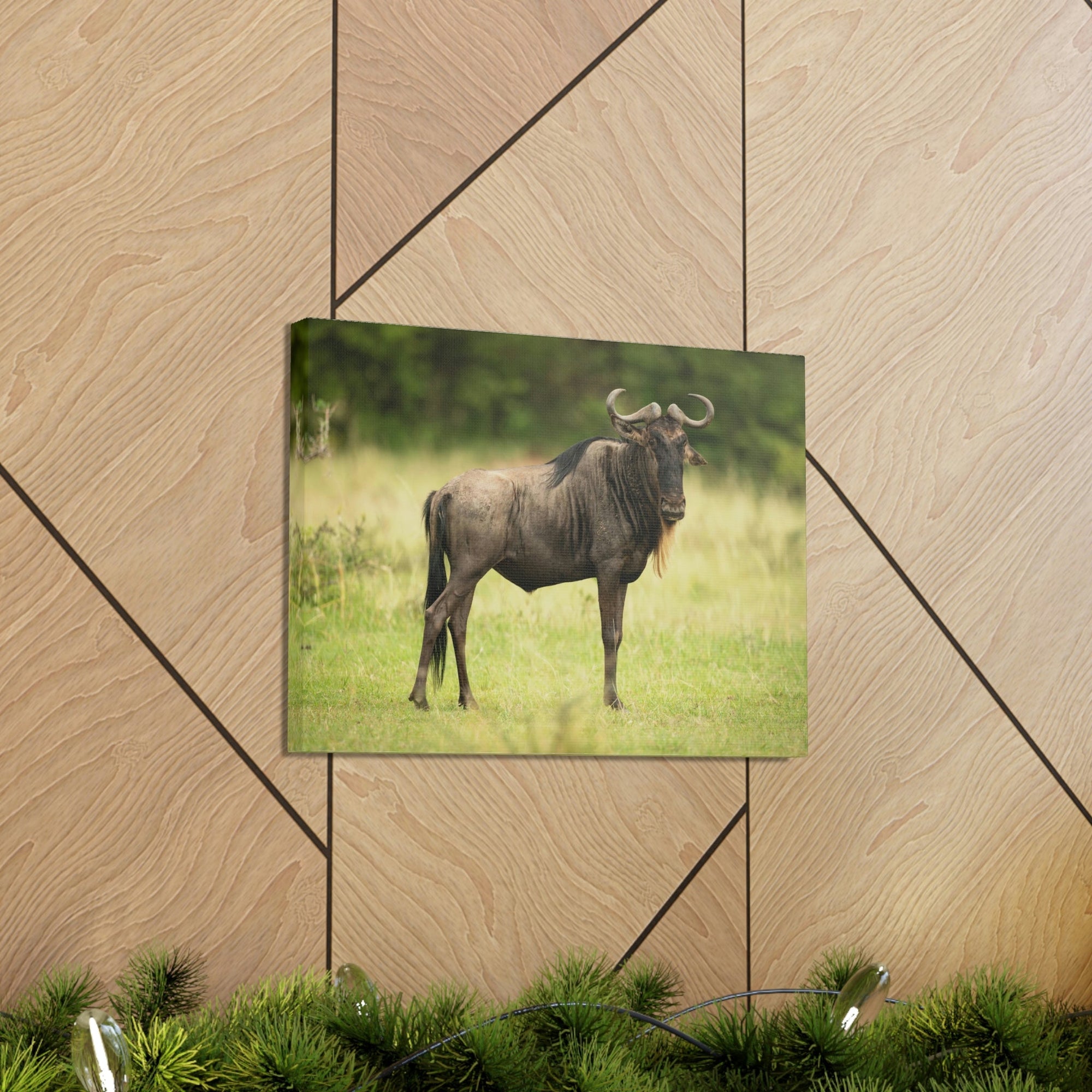 Funny Wildebeest Silly Wildebeest Scene Outdoor Wall Art Ready to Hang Unframed-Express Your Love Gifts