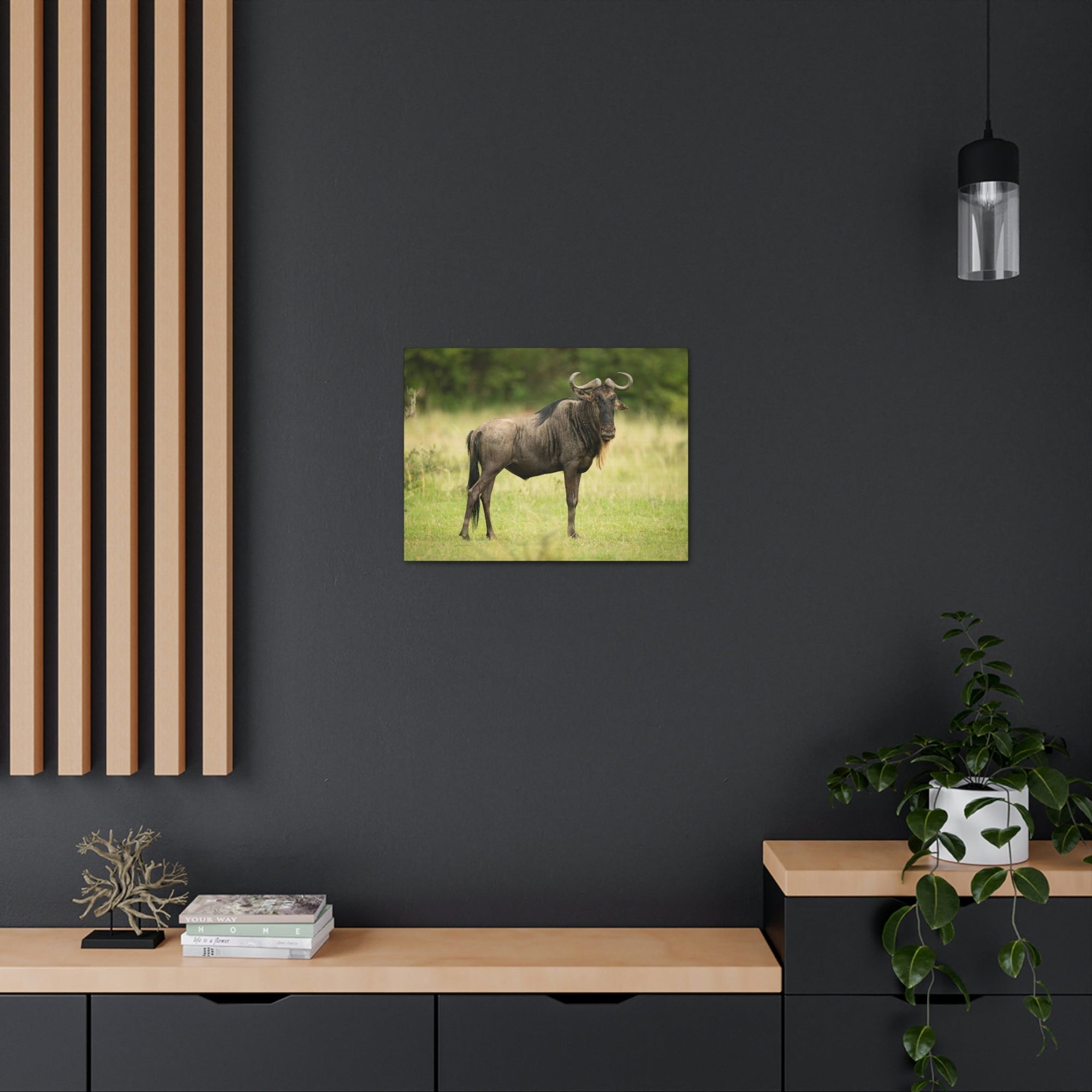 Funny Wildebeest Silly Wildebeest Scene Outdoor Wall Art Ready to Hang Unframed-Express Your Love Gifts