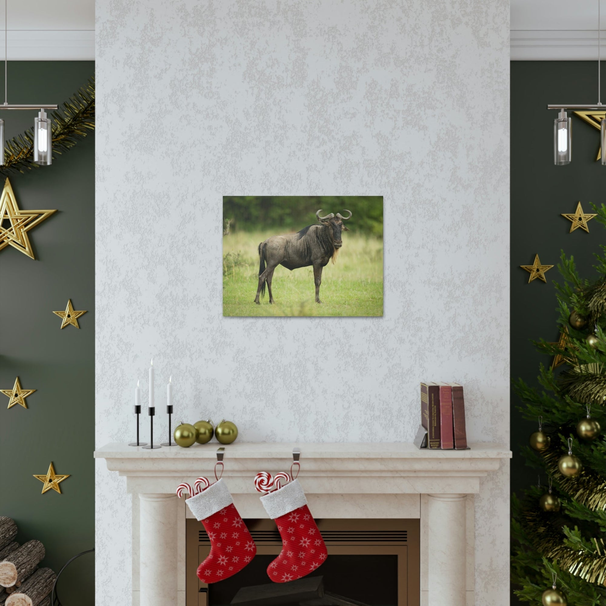 Funny Wildebeest Silly Wildebeest Scene Outdoor Wall Art Ready to Hang Unframed-Express Your Love Gifts