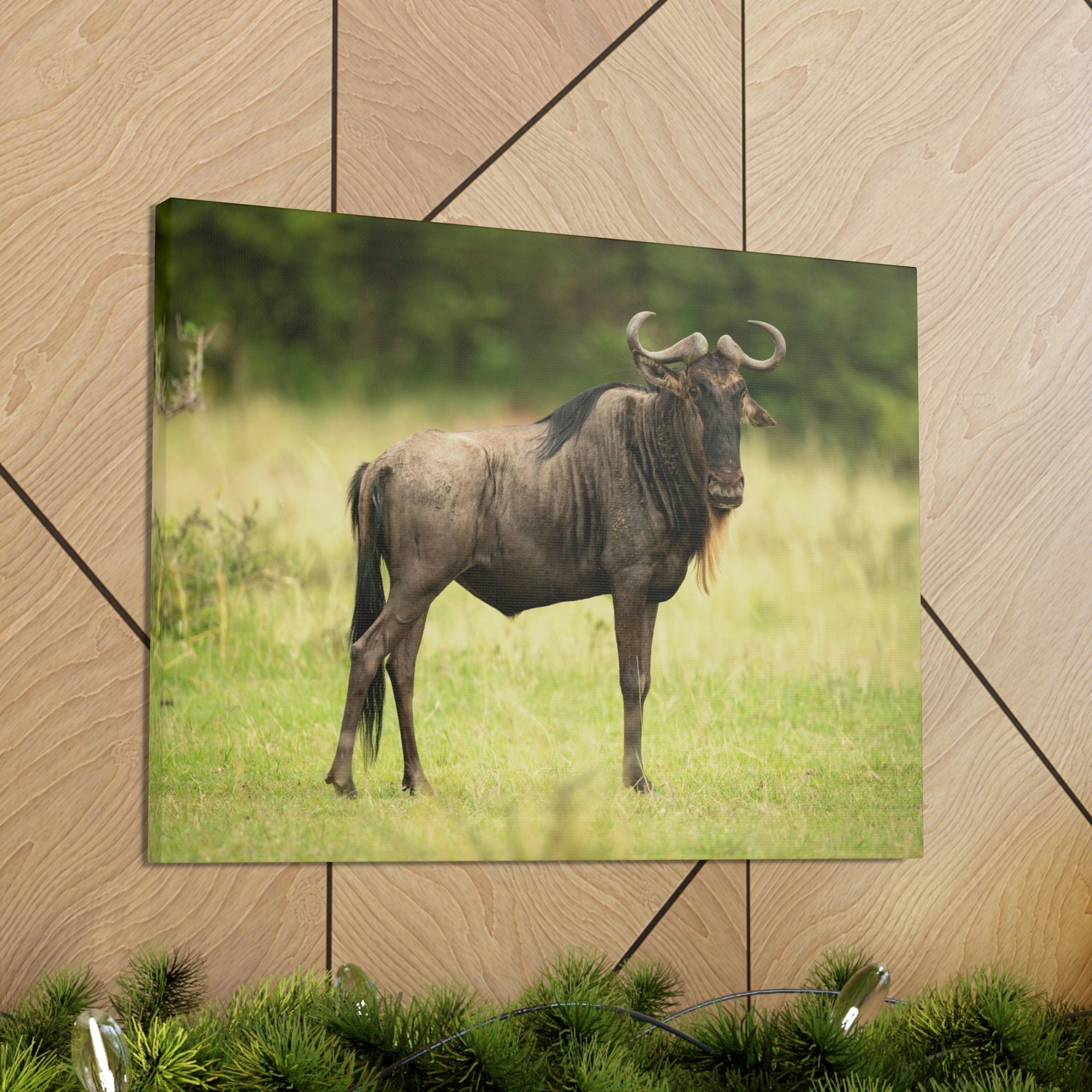 Funny Wildebeest Silly Wildebeest Scene Outdoor Wall Art Ready to Hang Unframed-Express Your Love Gifts