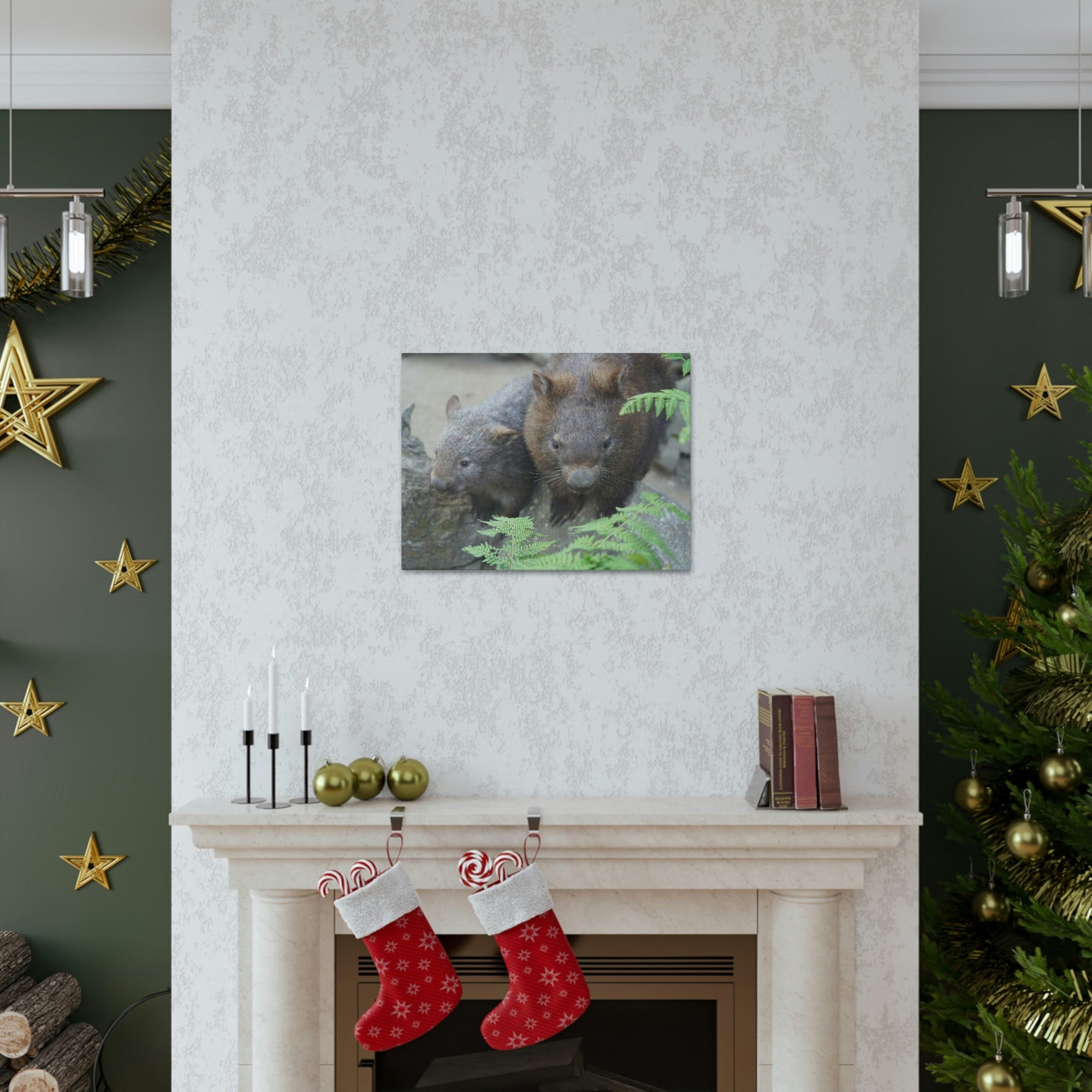 Funny Wombat Silly Wombat Scene Couple Wall Art Ready to Hang Unframed-Express Your Love Gifts