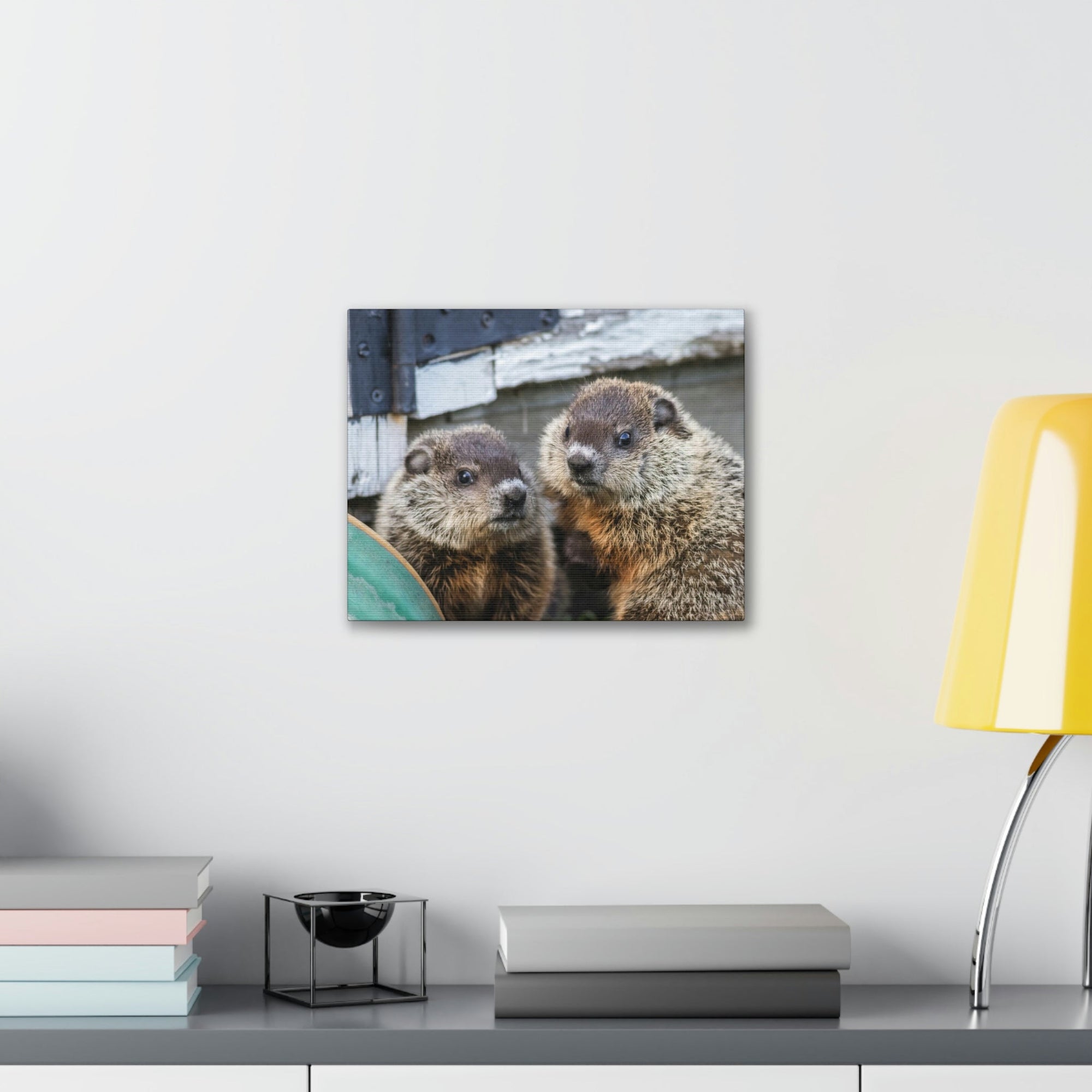 Funny Woodchuck Silly Woodchuck Scene Couple Wall Art Ready to Hang Unframed-Express Your Love Gifts