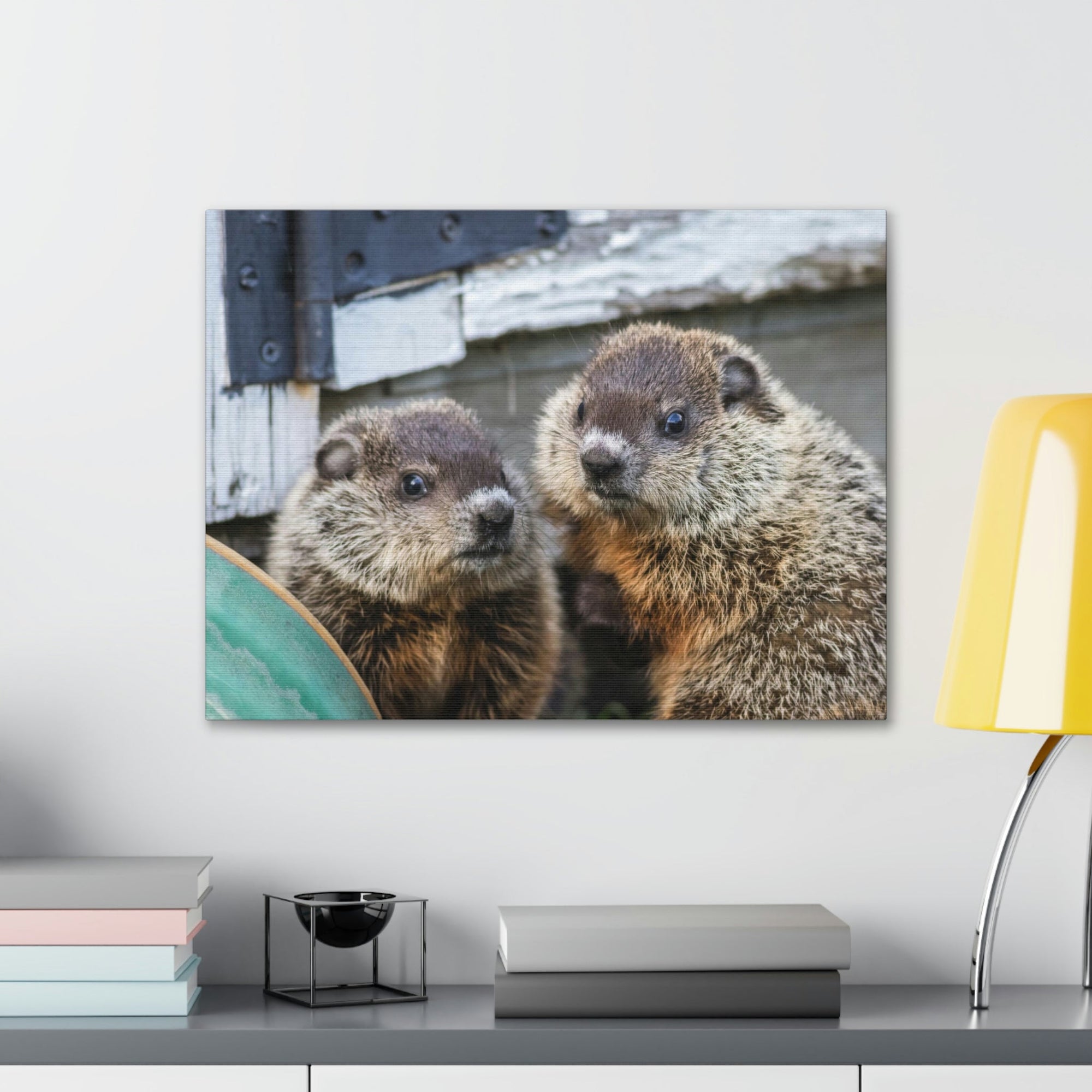 Funny Woodchuck Silly Woodchuck Scene Couple Wall Art Ready to Hang Unframed-Express Your Love Gifts