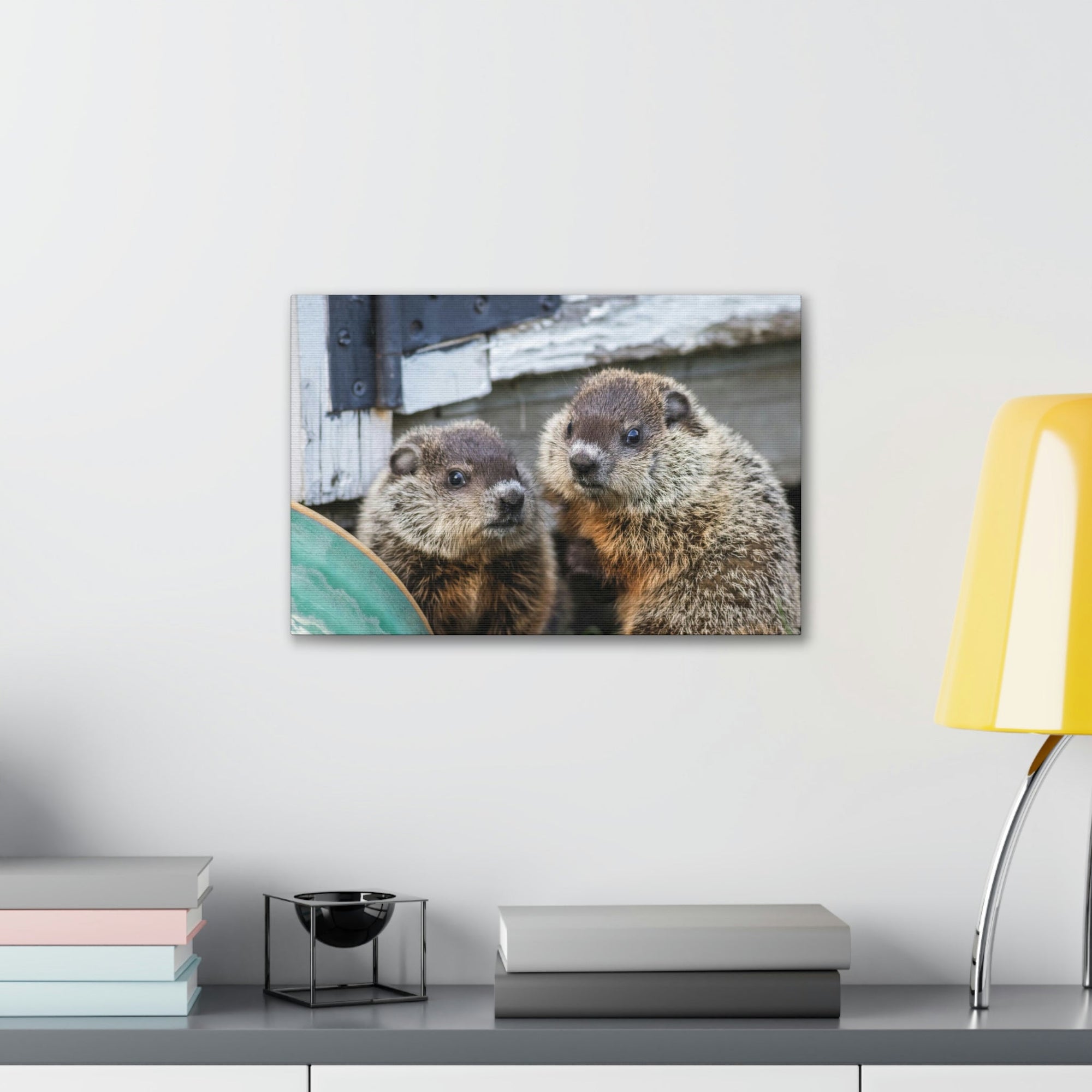 Funny Woodchuck Silly Woodchuck Scene Couple Wall Art Ready to Hang Unframed-Express Your Love Gifts