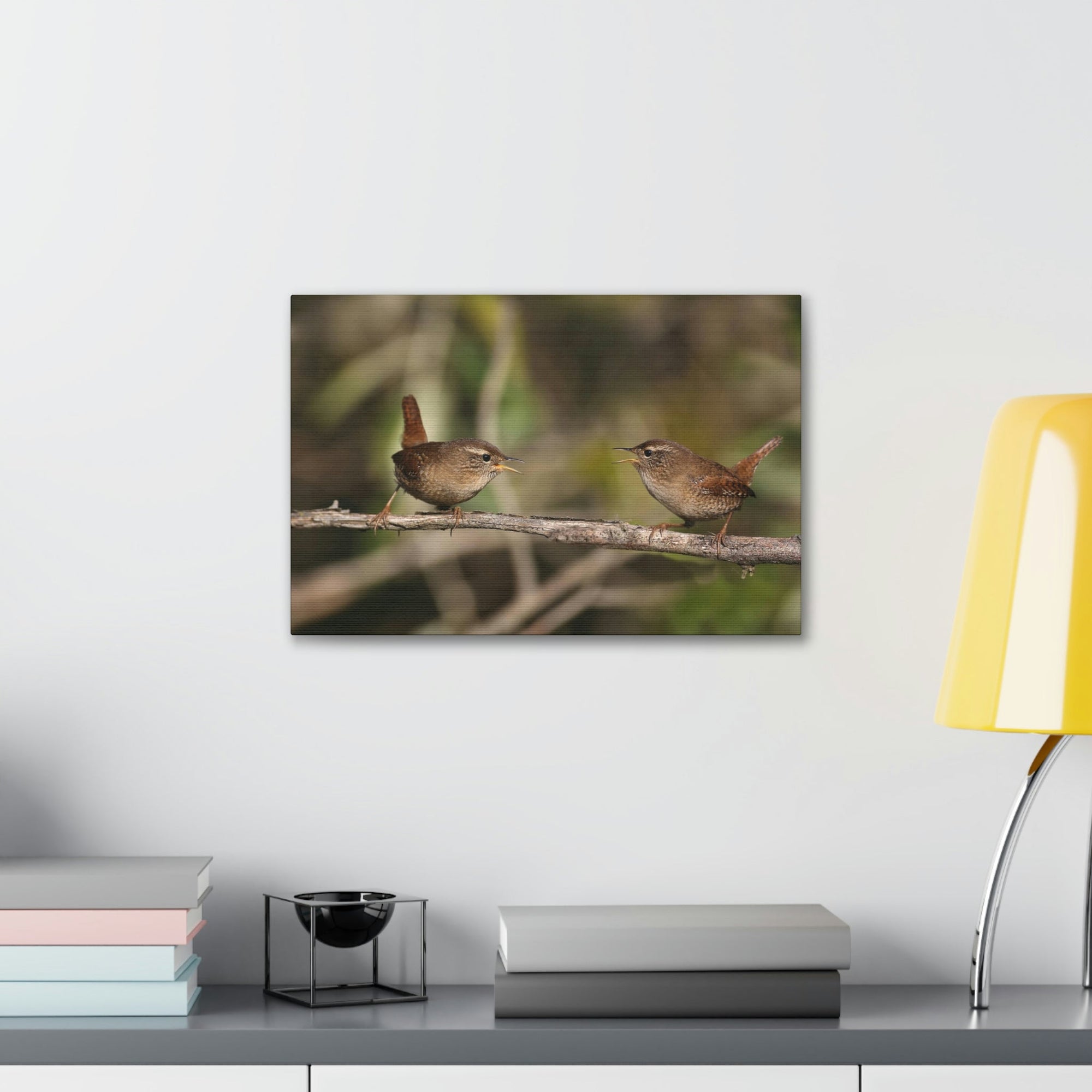 Funny Wren Silly Wren Scene Couple Wall Art Ready to Hang Unframed-Express Your Love Gifts