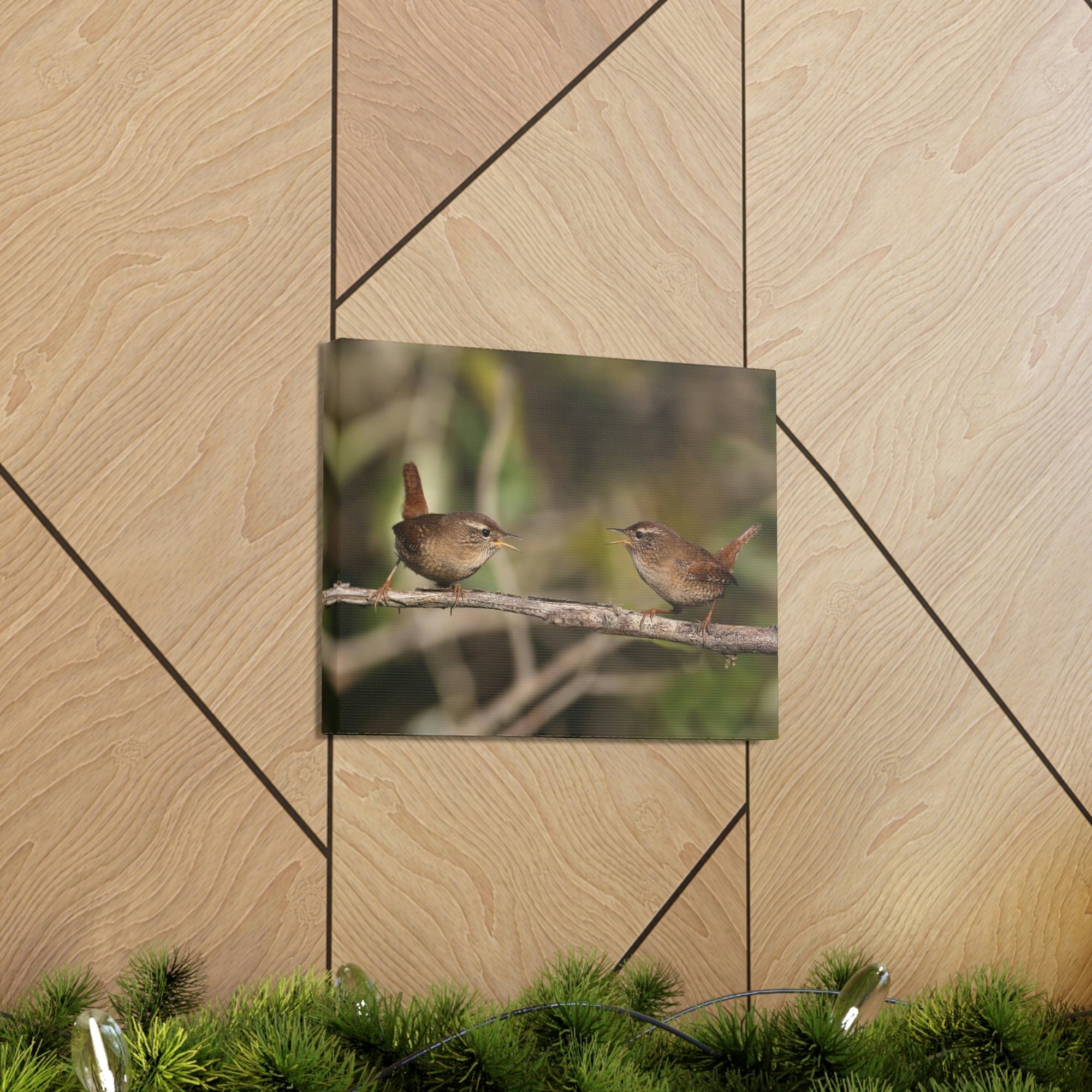 Funny Wren Silly Wren Scene Couple Wall Art Ready to Hang Unframed-Express Your Love Gifts