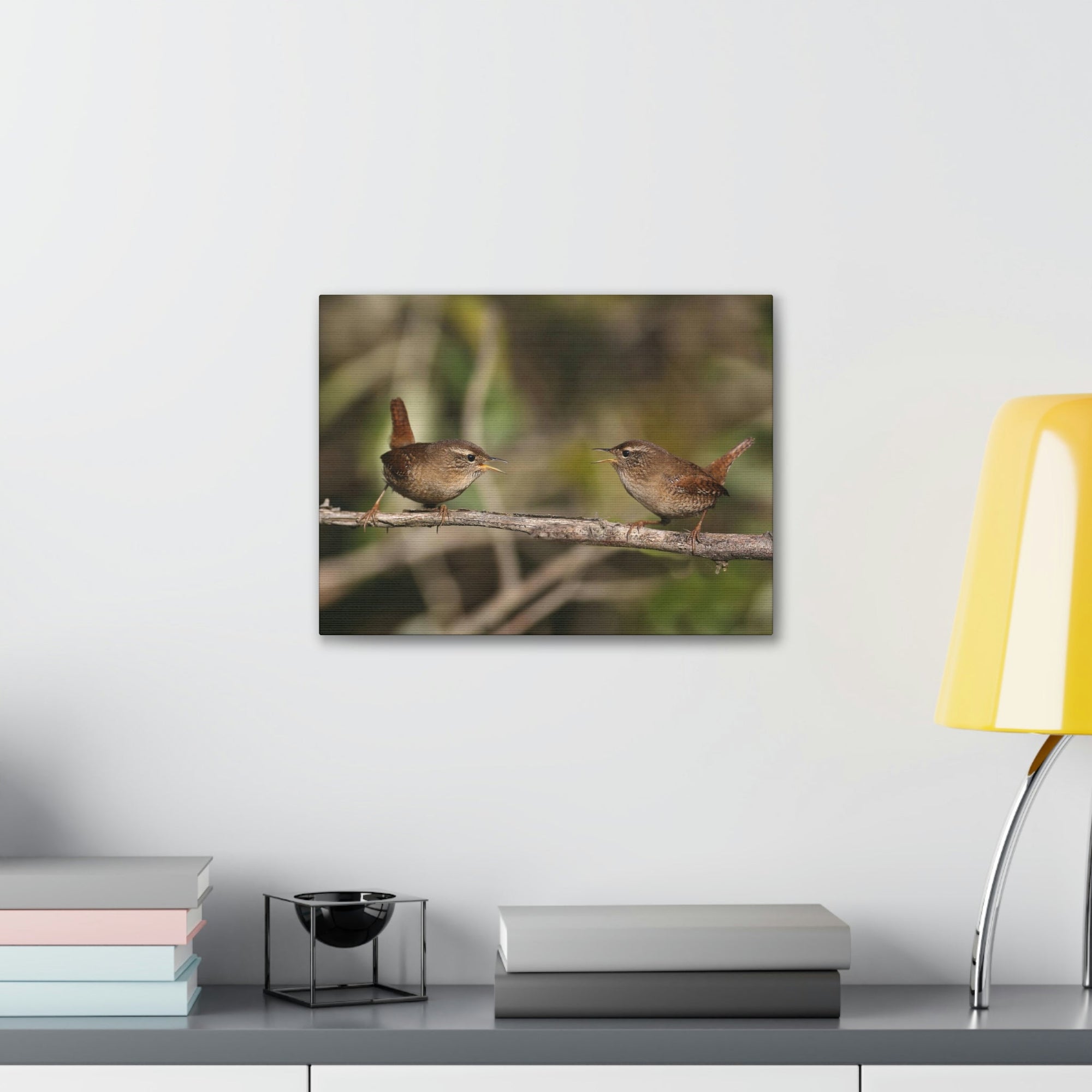 Funny Wren Silly Wren Scene Couple Wall Art Ready to Hang Unframed-Express Your Love Gifts