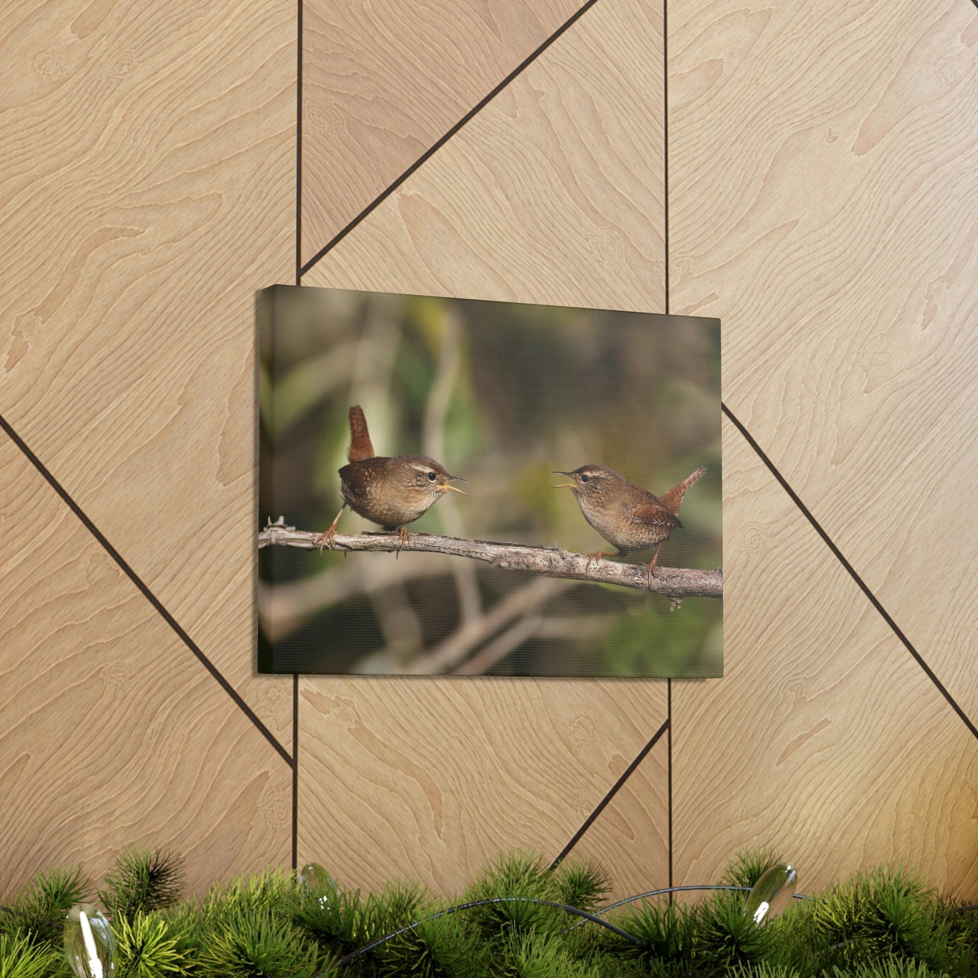 Funny Wren Silly Wren Scene Couple Wall Art Ready to Hang Unframed-Express Your Love Gifts