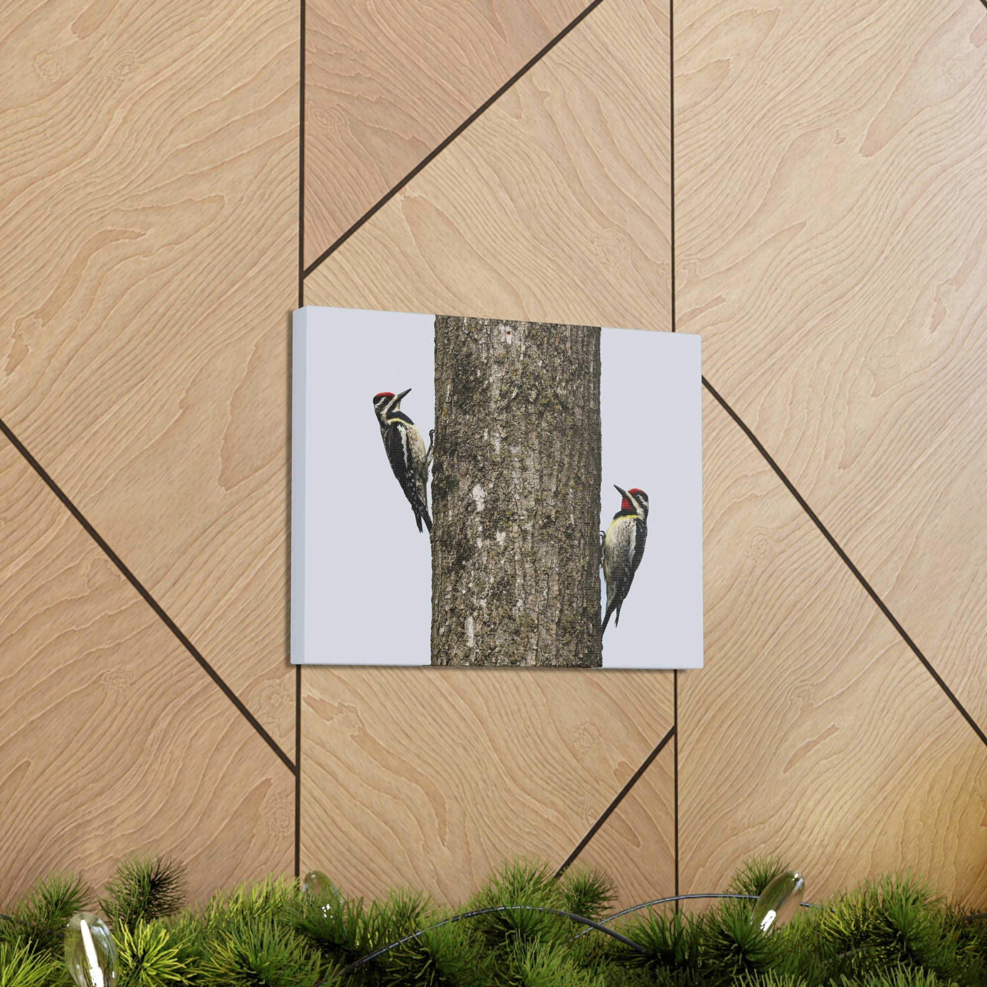 Funny Yellow Bellied Sapsucker Silly Yellow Bellied Sapsucker Scene Couple Wall Art Ready to Hang Unframed-Express Your Love Gifts