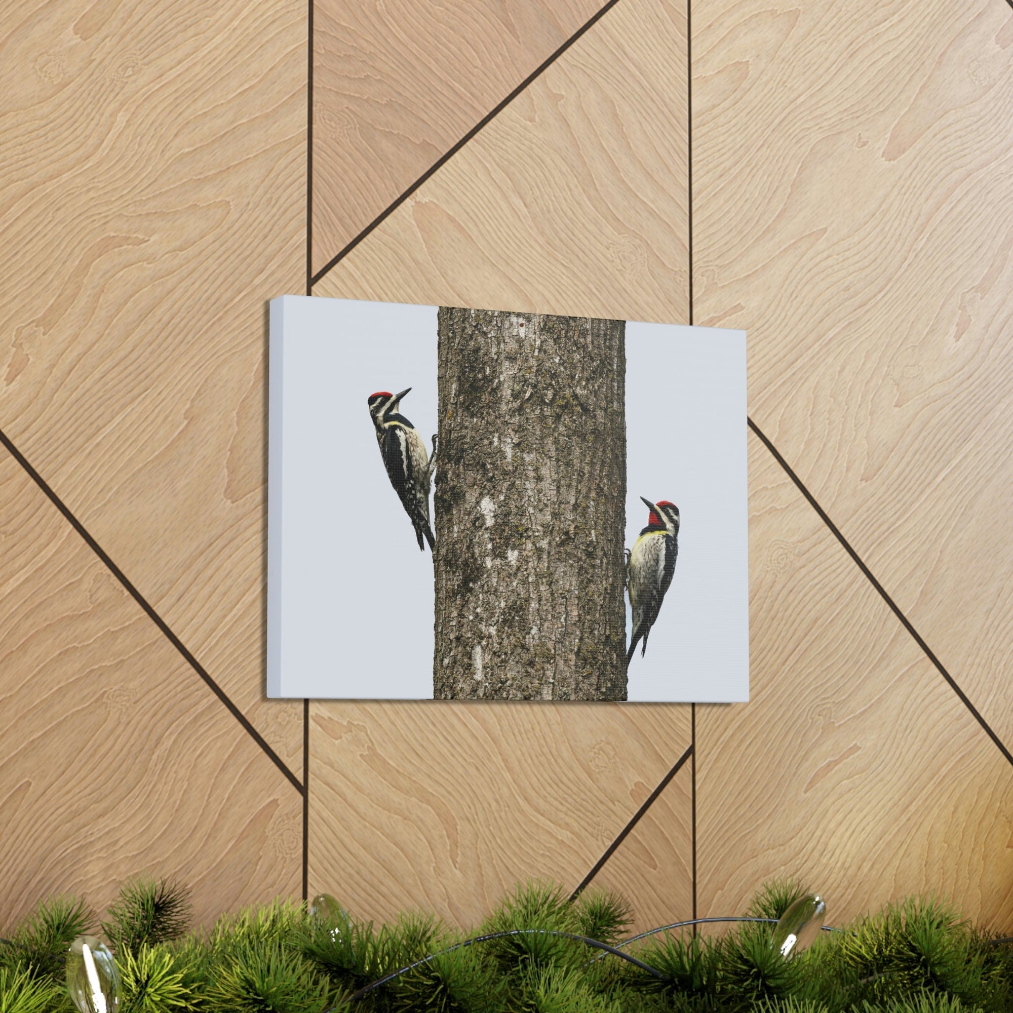 Funny Yellow Bellied Sapsucker Silly Yellow Bellied Sapsucker Scene Couple Wall Art Ready to Hang Unframed-Express Your Love Gifts