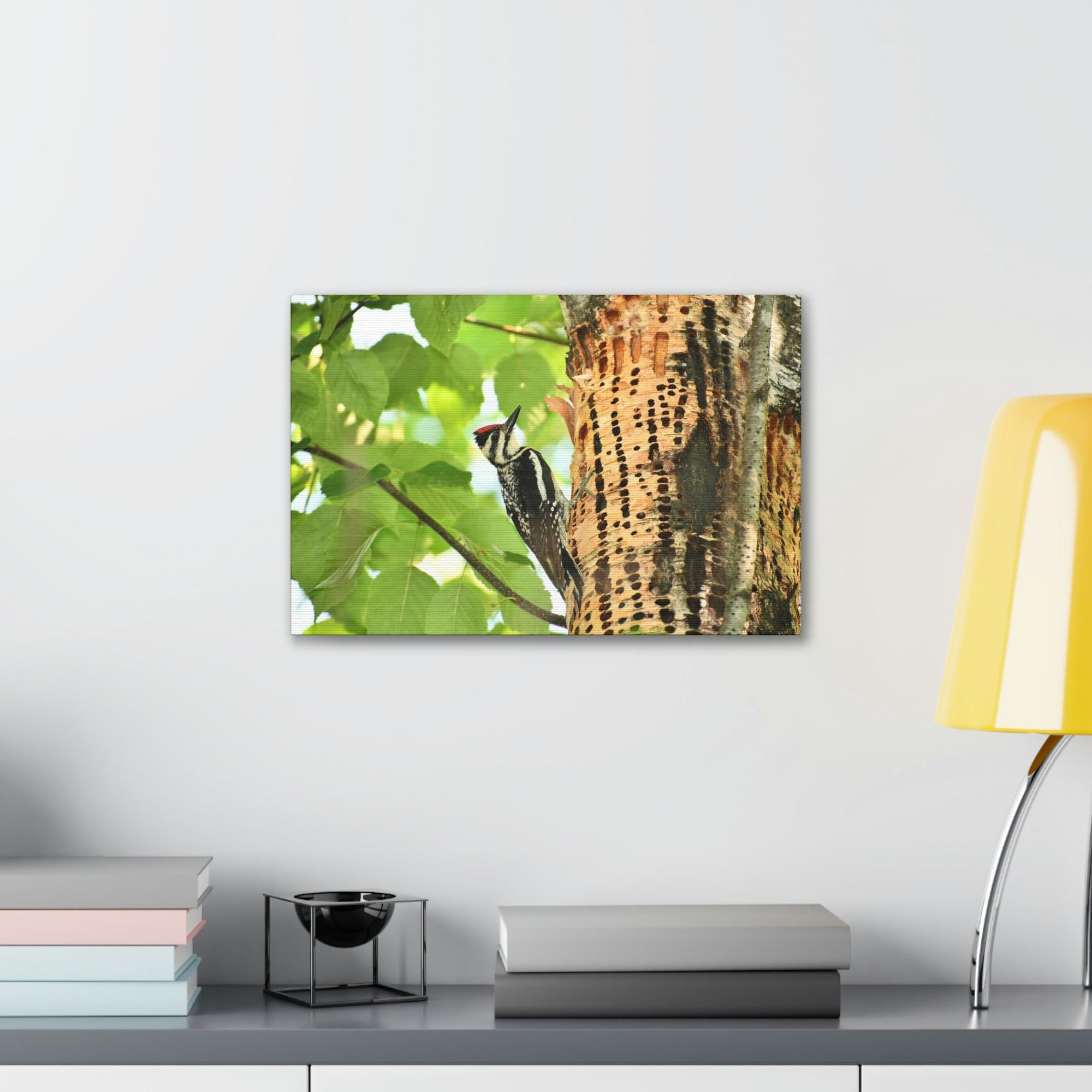 Funny Yellow Bellied Sapsucker Silly Yellow Bellied Sapsucker Scene Outside Wall Art Ready to Hang Unframed-Express Your Love Gifts