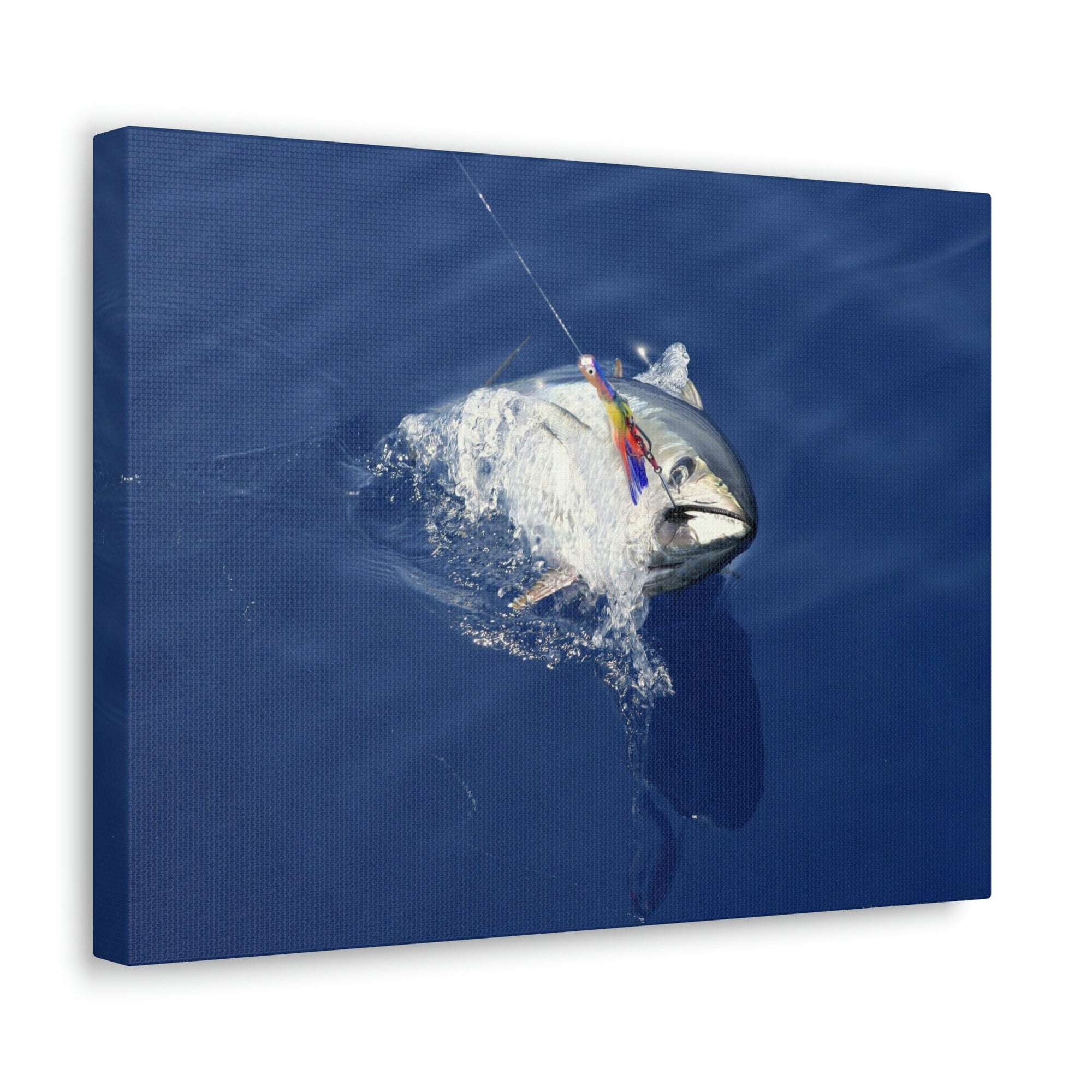 Funny Yellow Finned Tuna Silly Yellow Finned Tuna Scene Outside Wall Art Ready to Hang Unframed-Express Your Love Gifts