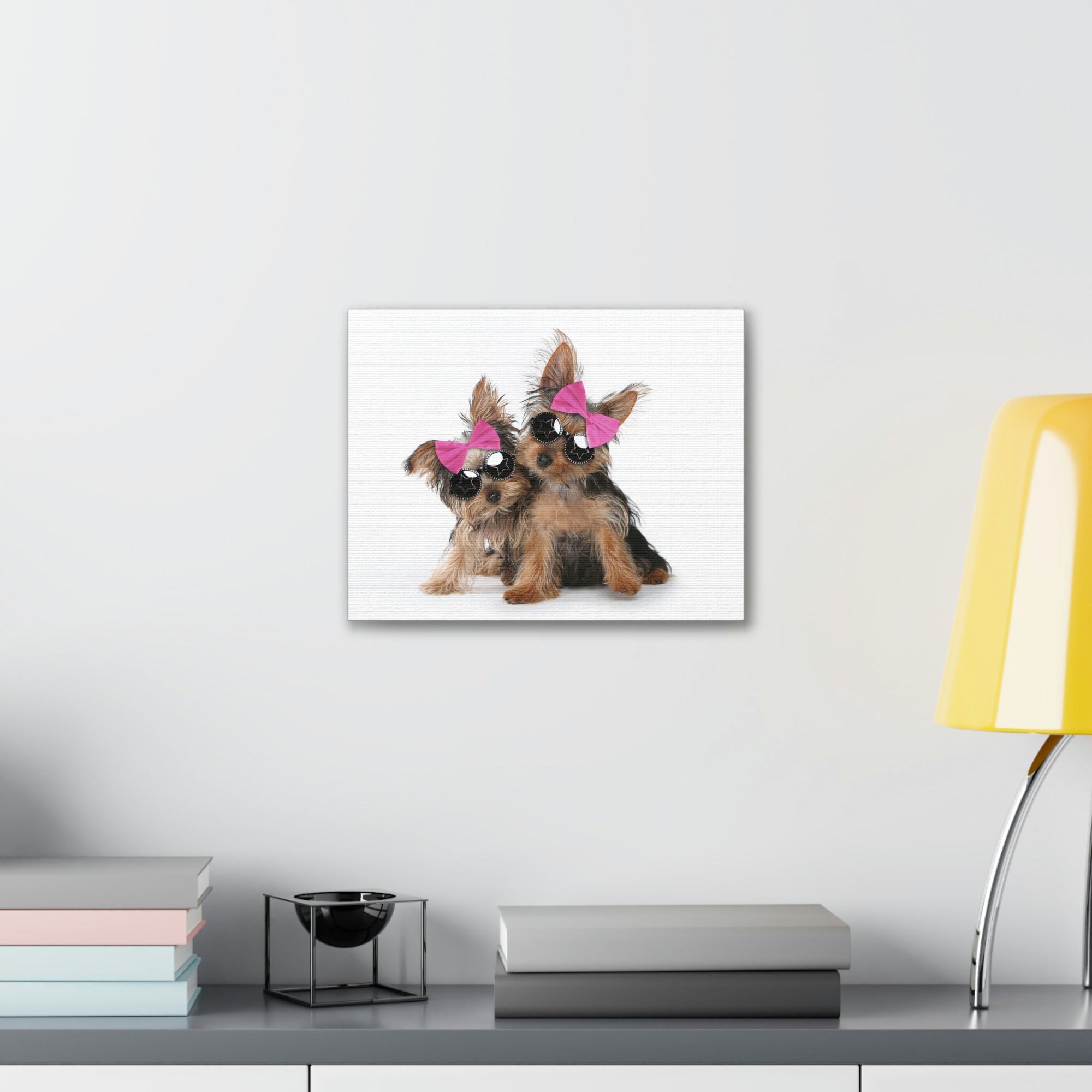 Funny Yorkshire Terrier Silly Yorkshire Terrier Couples Wall Art Ready to Hang Unframed-Express Your Love Gifts