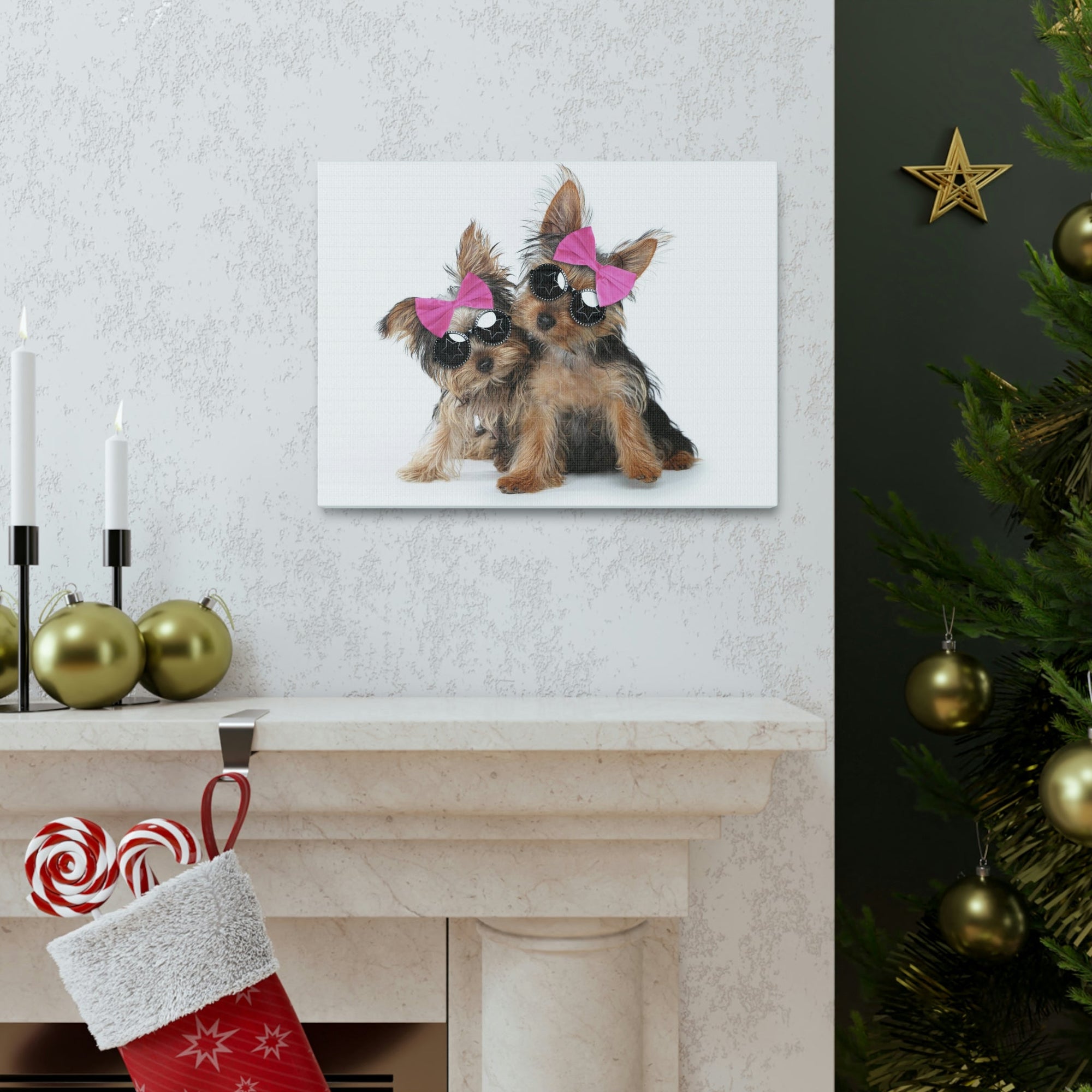 Funny Yorkshire Terrier Silly Yorkshire Terrier Couples Wall Art Ready to Hang Unframed-Express Your Love Gifts