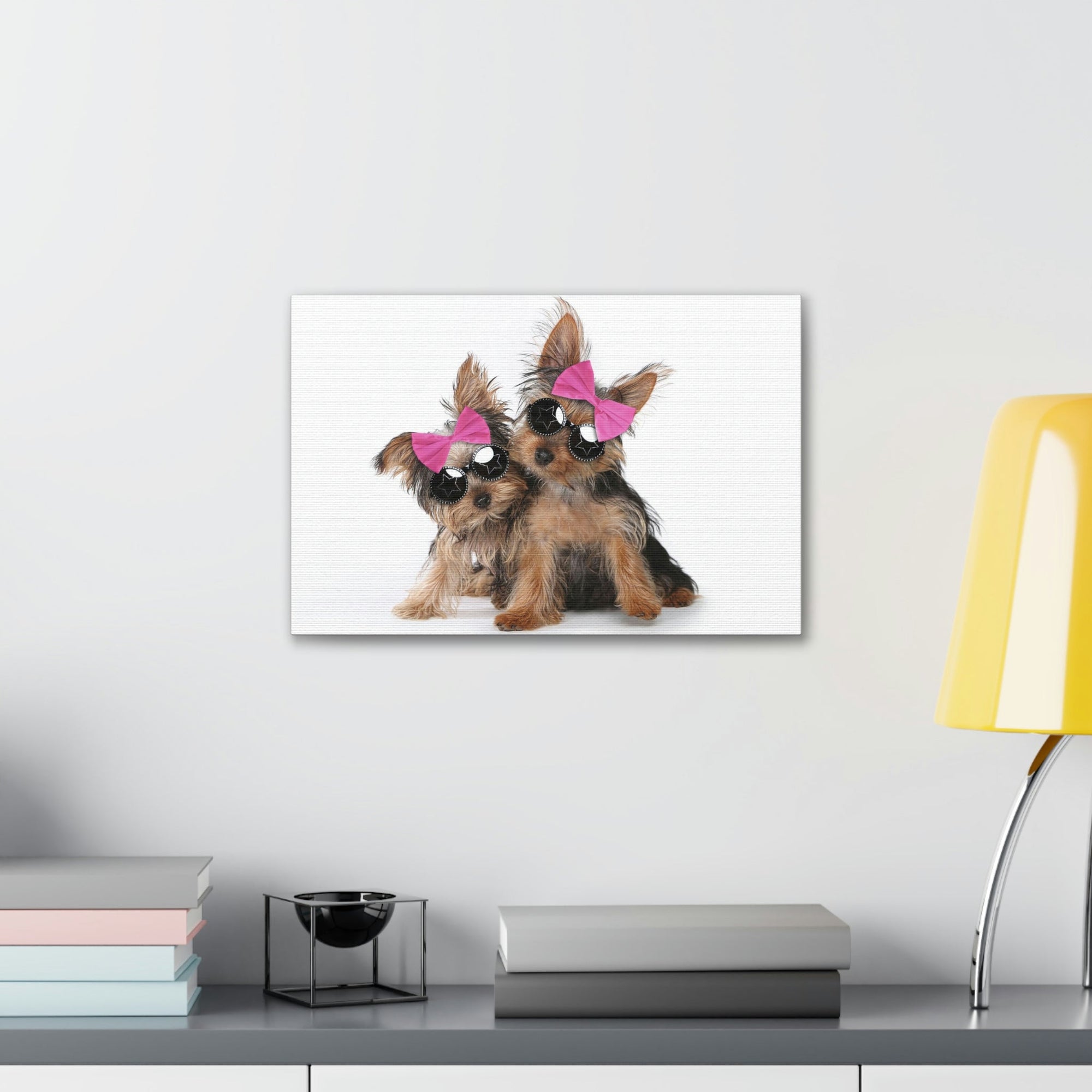 Funny Yorkshire Terrier Silly Yorkshire Terrier Couples Wall Art Ready to Hang Unframed-Express Your Love Gifts