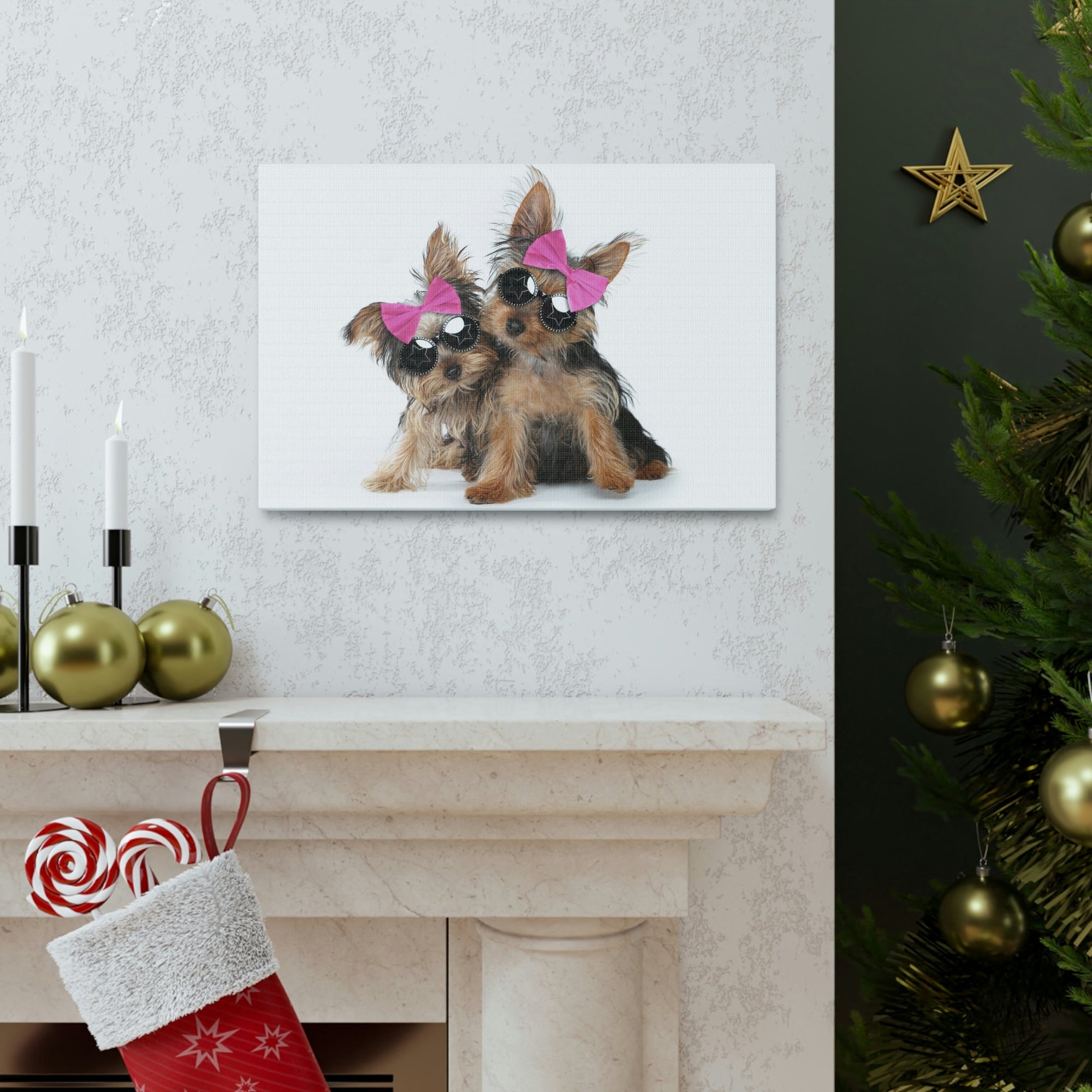 Funny Yorkshire Terrier Silly Yorkshire Terrier Couples Wall Art Ready to Hang Unframed-Express Your Love Gifts