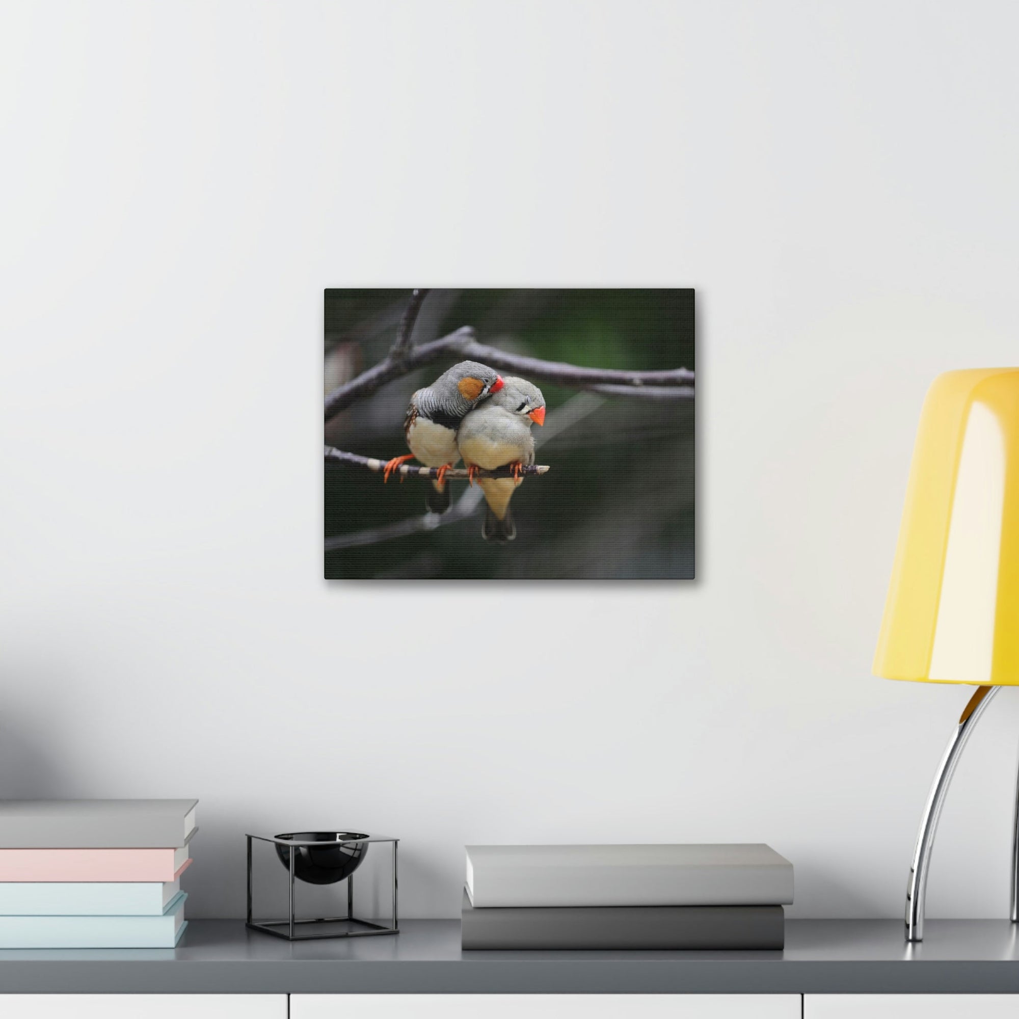 Funny Zebra Finch Silly Zebra Finch Scene Couple Wall Art Ready to Hang Unframed-Express Your Love Gifts