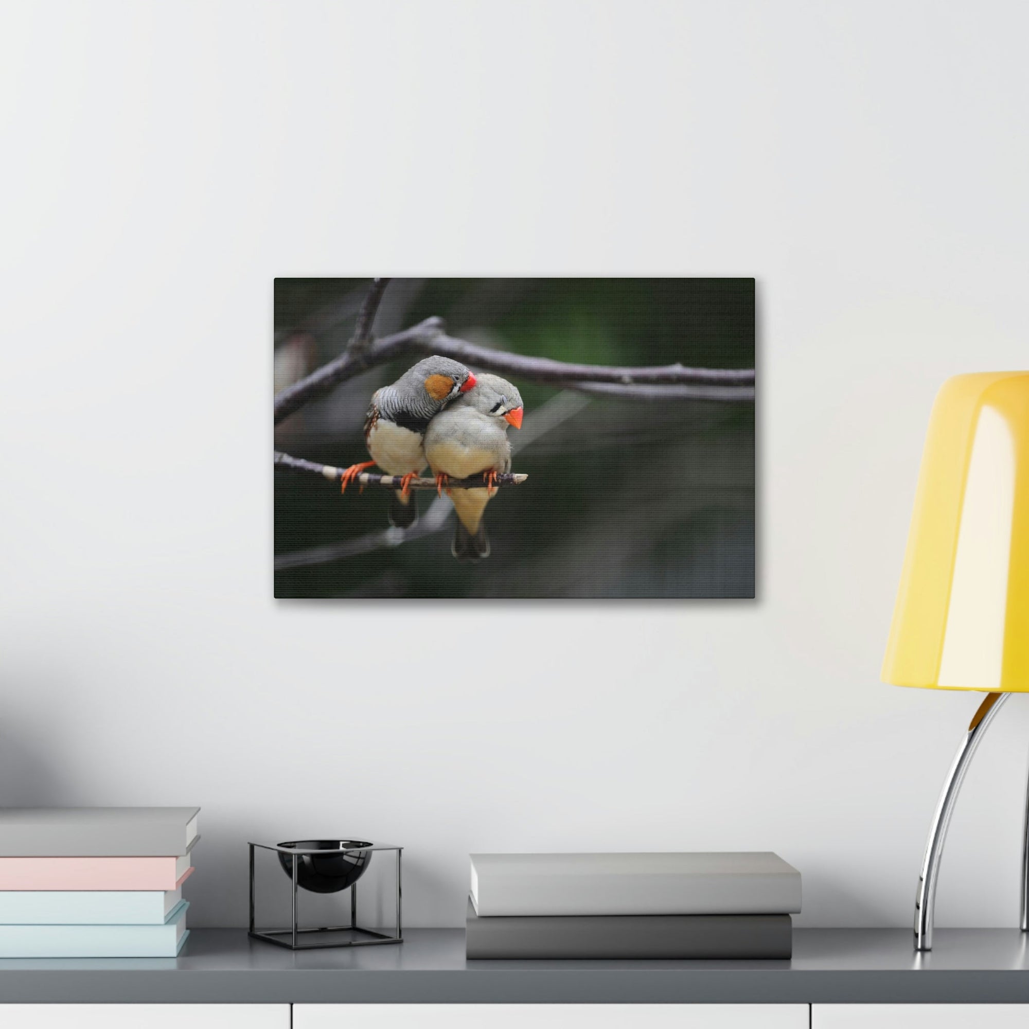 Funny Zebra Finch Silly Zebra Finch Scene Couple Wall Art Ready to Hang Unframed-Express Your Love Gifts