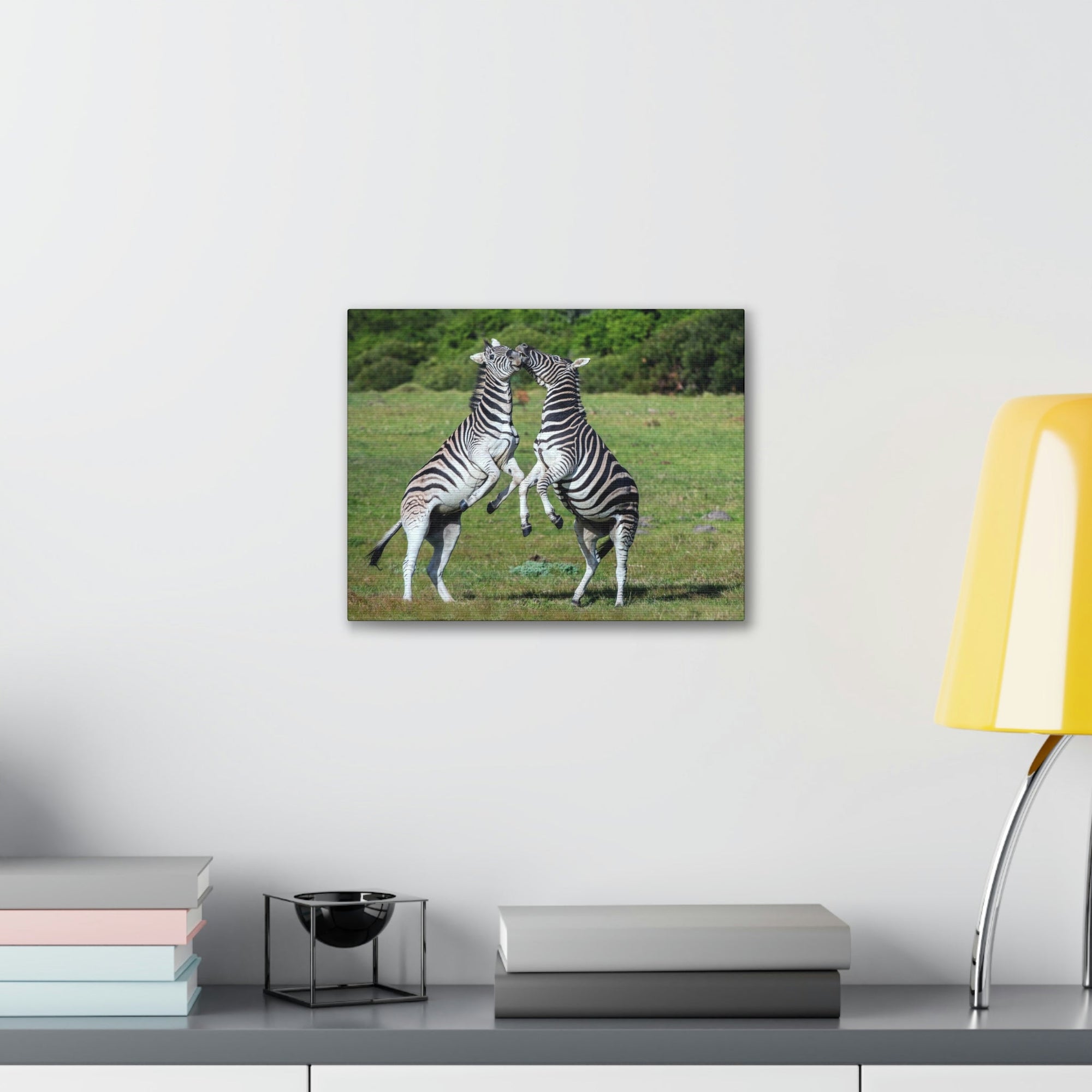 Funny Zebra Silly Zebra Scene Couple Wall Art Ready to Hang Unframed-Express Your Love Gifts