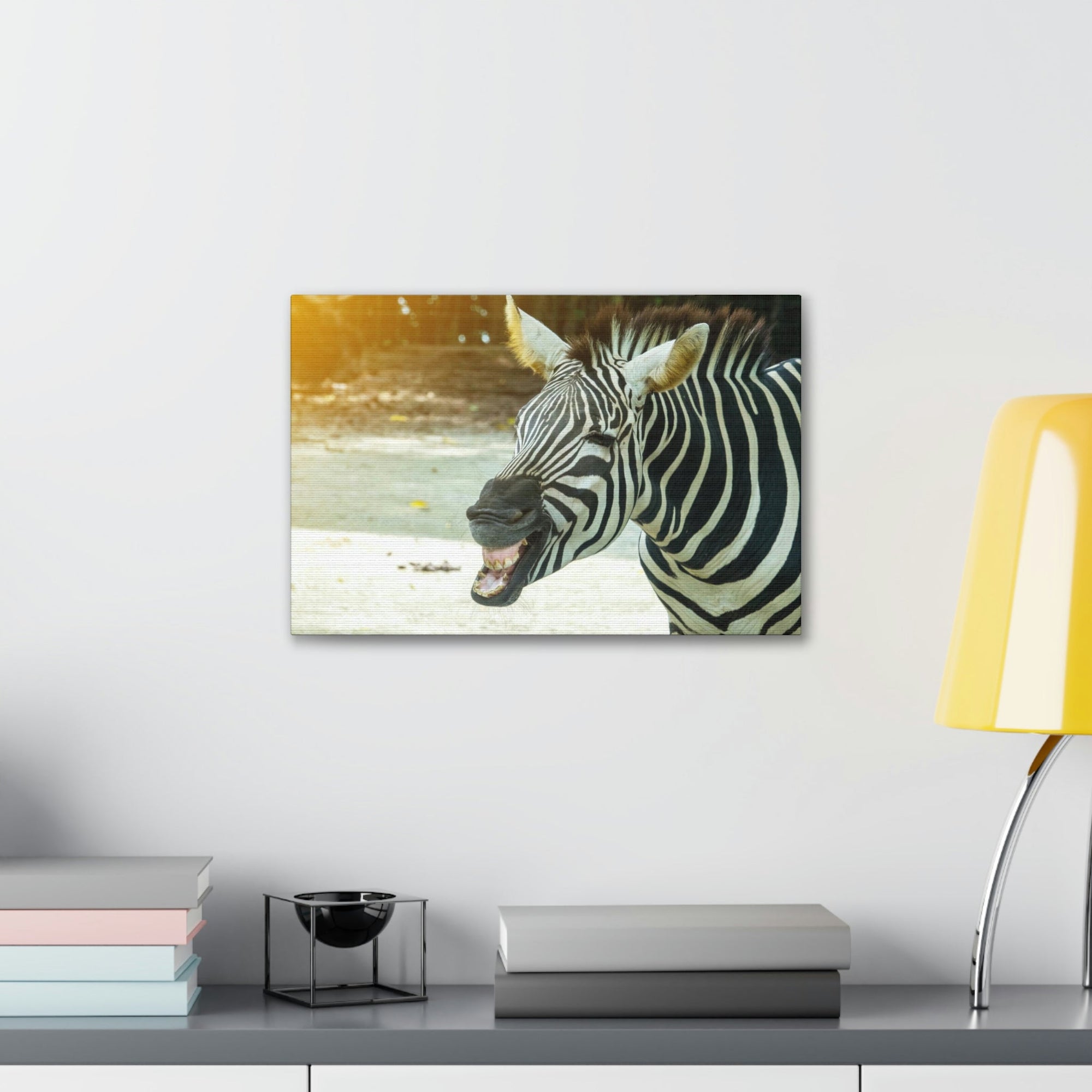 Funny Zebra Silly Zebra Scene Outside Wall Art Ready to Hang Unframed-Express Your Love Gifts