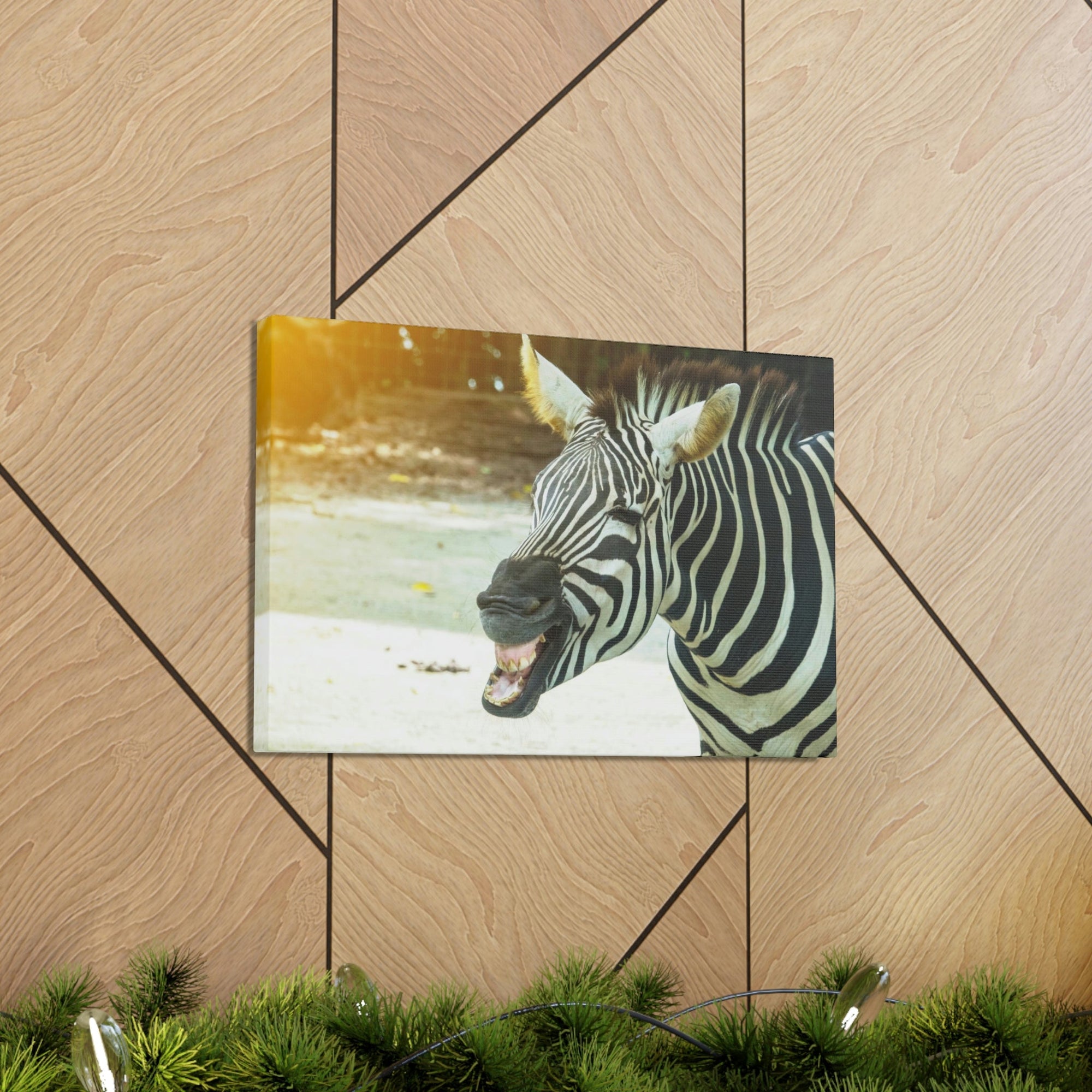 Funny Zebra Silly Zebra Scene Outside Wall Art Ready to Hang Unframed-Express Your Love Gifts