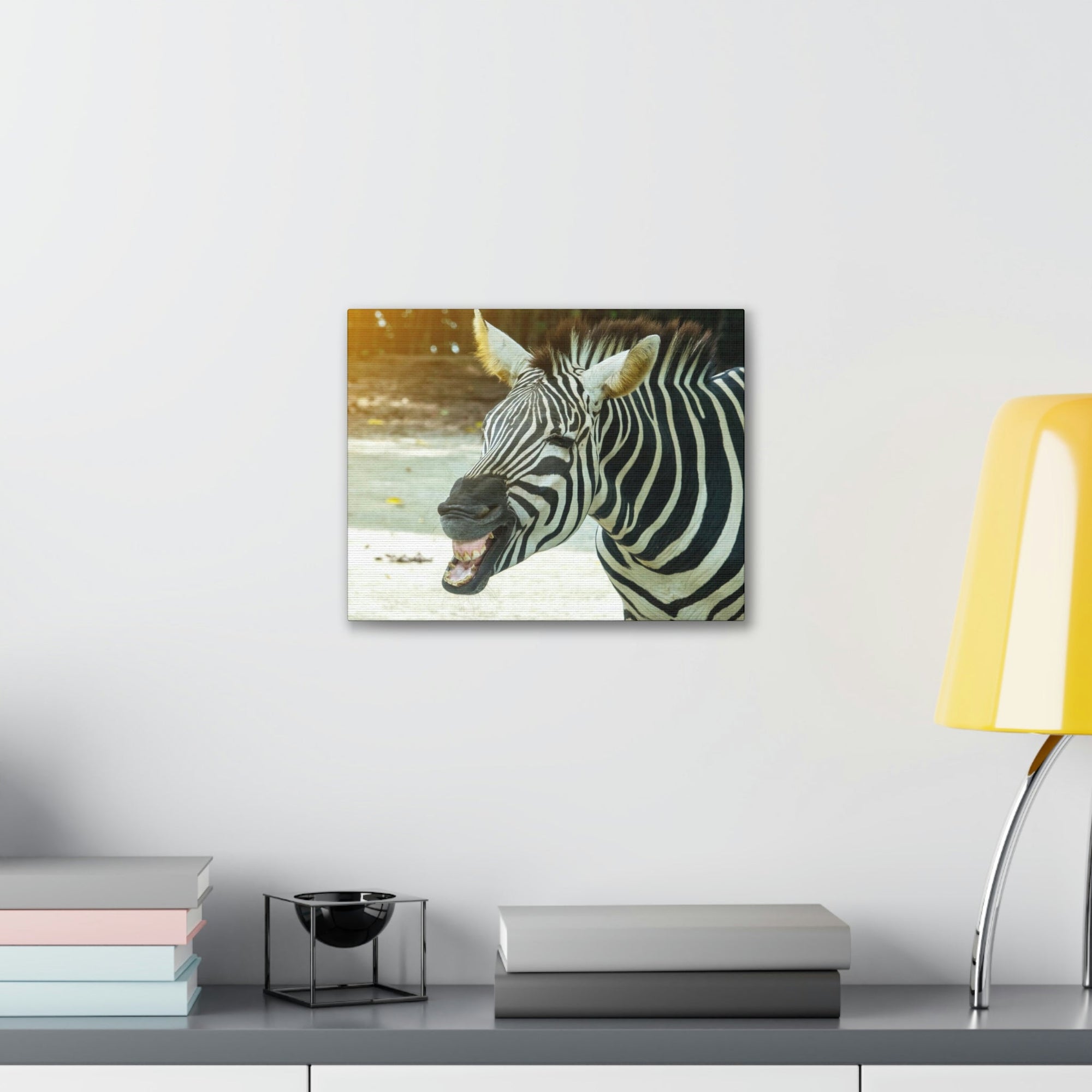 Funny Zebra Silly Zebra Scene Outside Wall Art Ready to Hang Unframed-Express Your Love Gifts