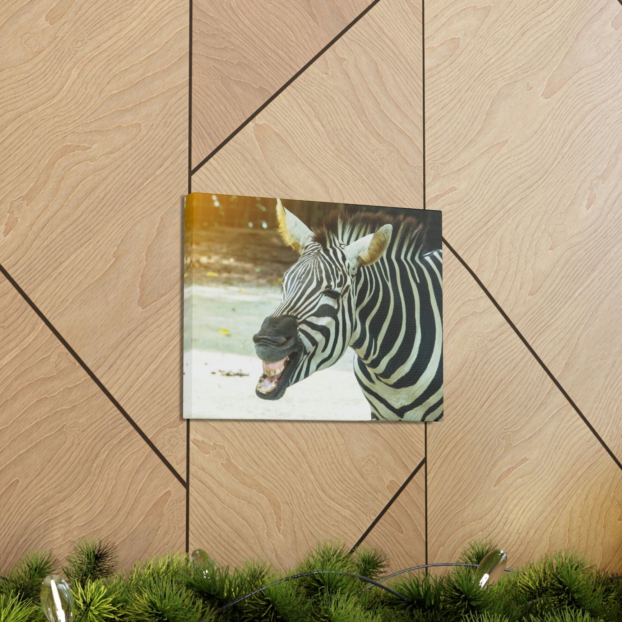 Funny Zebra Silly Zebra Scene Outside Wall Art Ready to Hang Unframed-Express Your Love Gifts