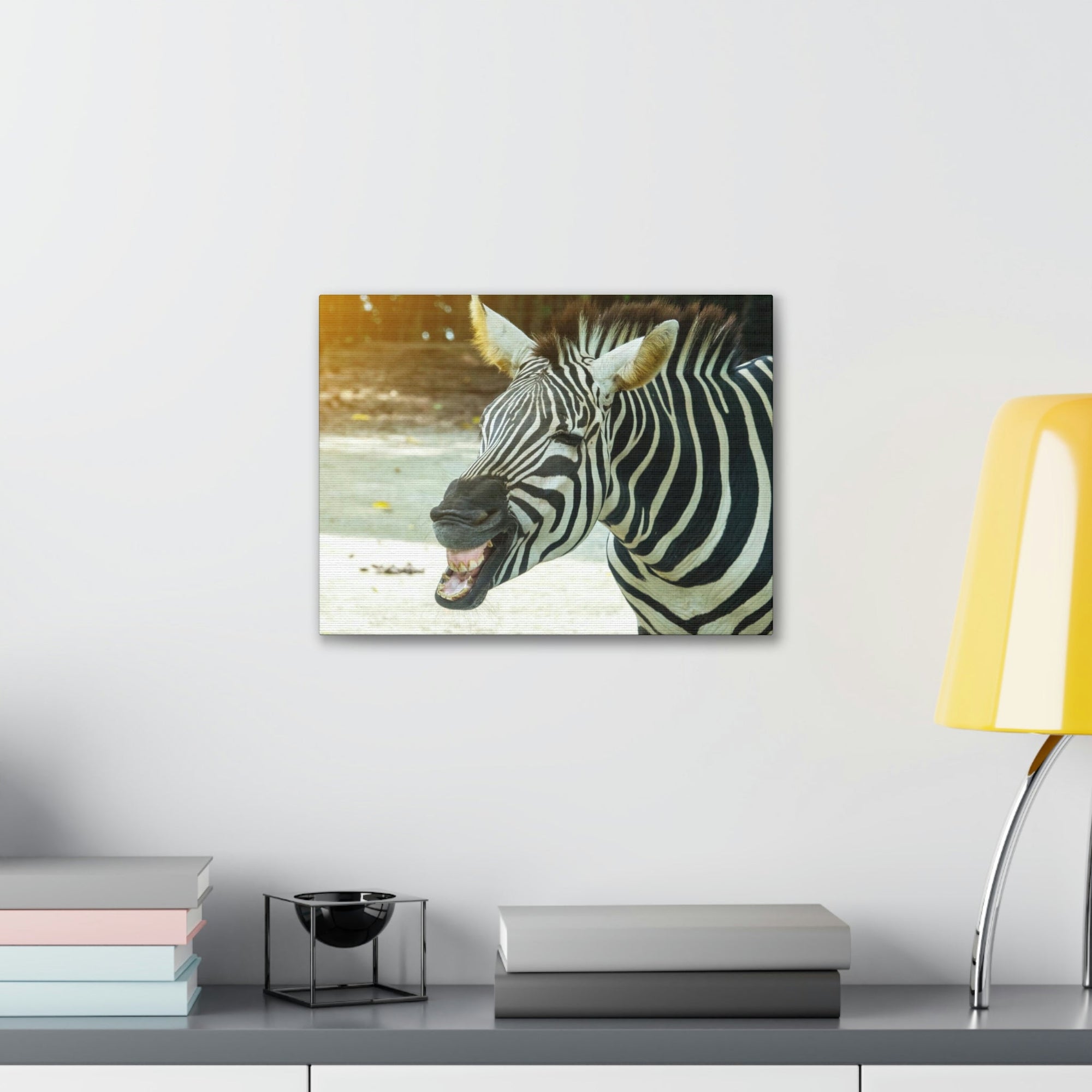 Funny Zebra Silly Zebra Scene Outside Wall Art Ready to Hang Unframed-Express Your Love Gifts