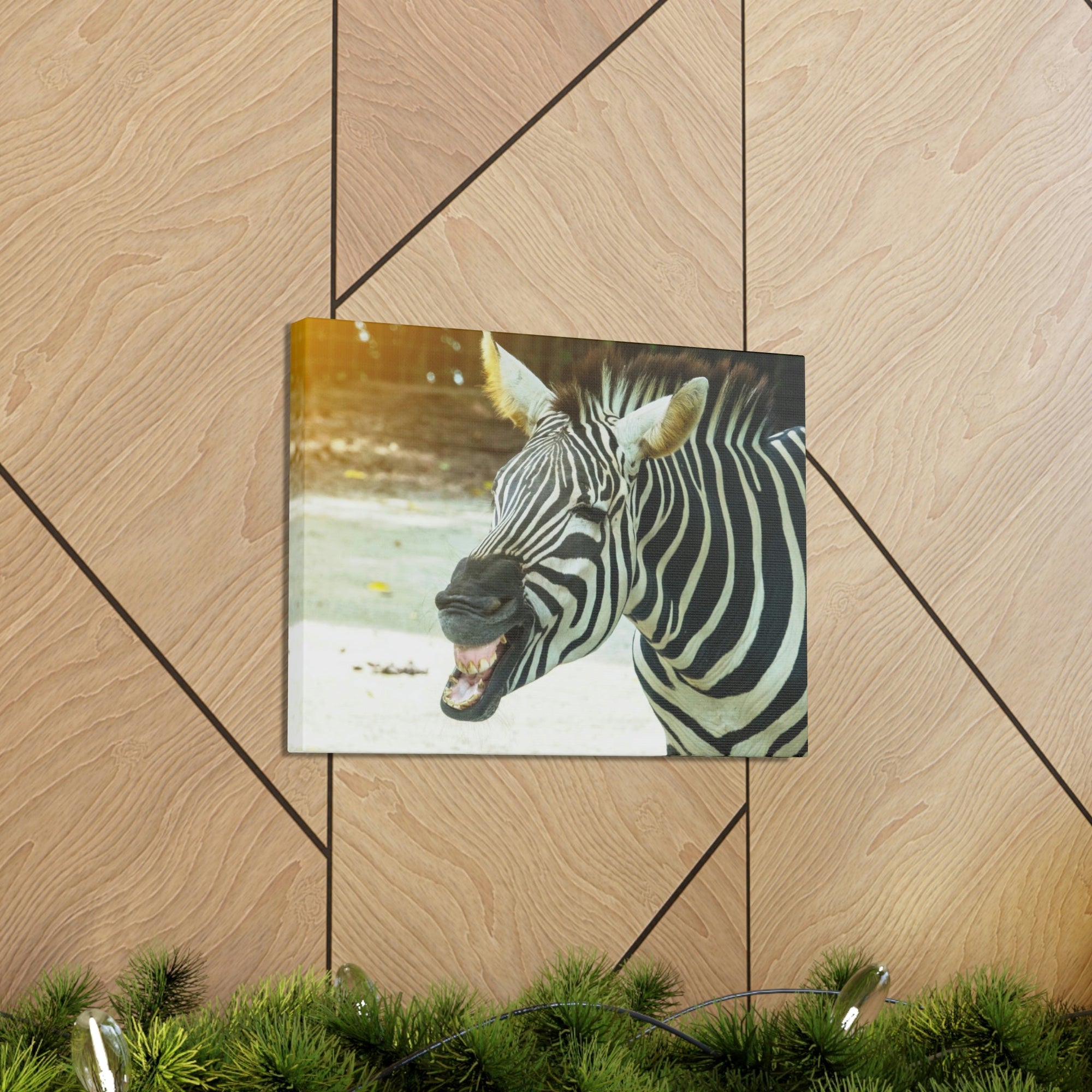 Funny Zebra Silly Zebra Scene Outside Wall Art Ready to Hang Unframed-Express Your Love Gifts