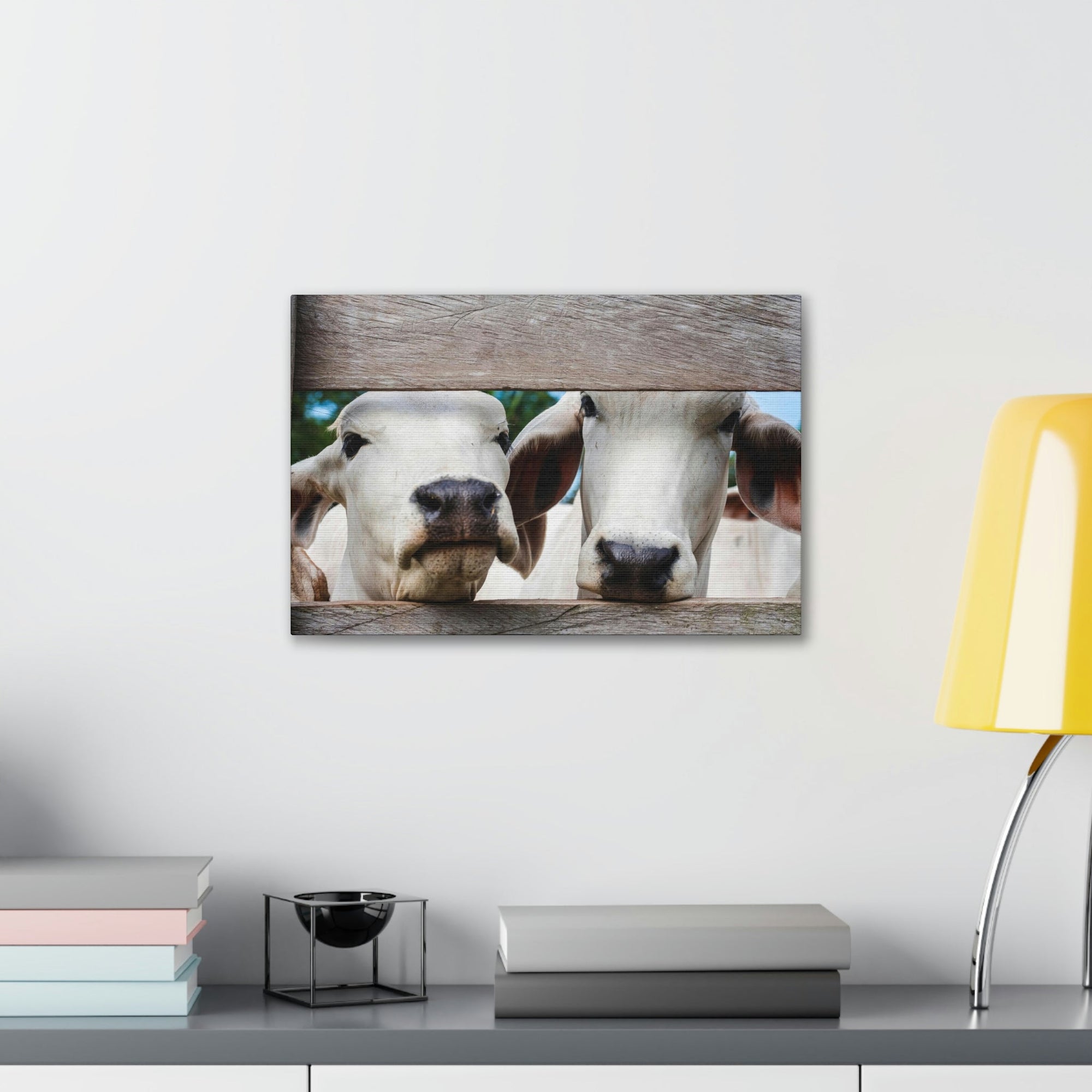 Funny Zebu Silly Zebu Scene Couple Wall Art Ready to Hang Unframed-Express Your Love Gifts