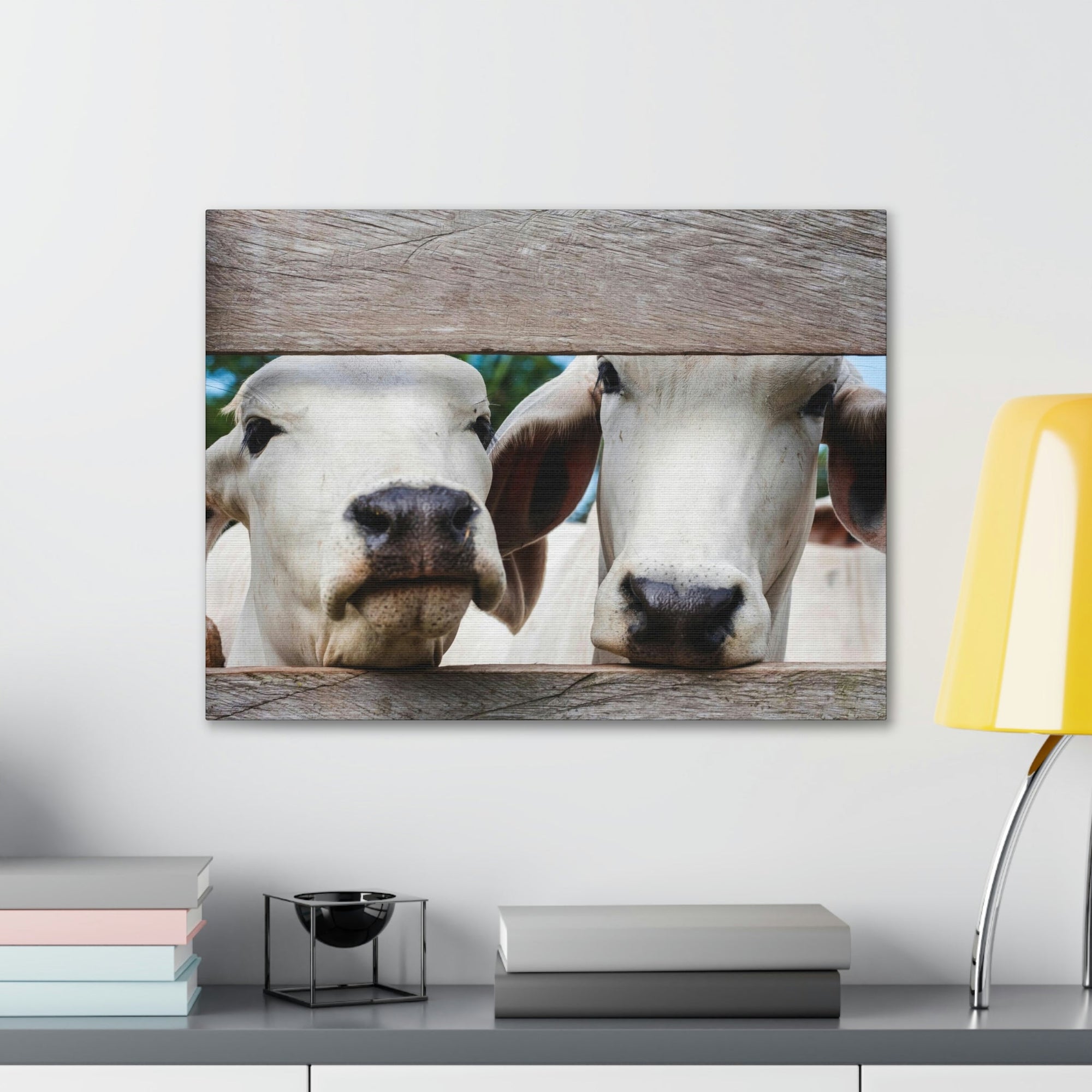 Funny Zebu Silly Zebu Scene Couple Wall Art Ready to Hang Unframed-Express Your Love Gifts