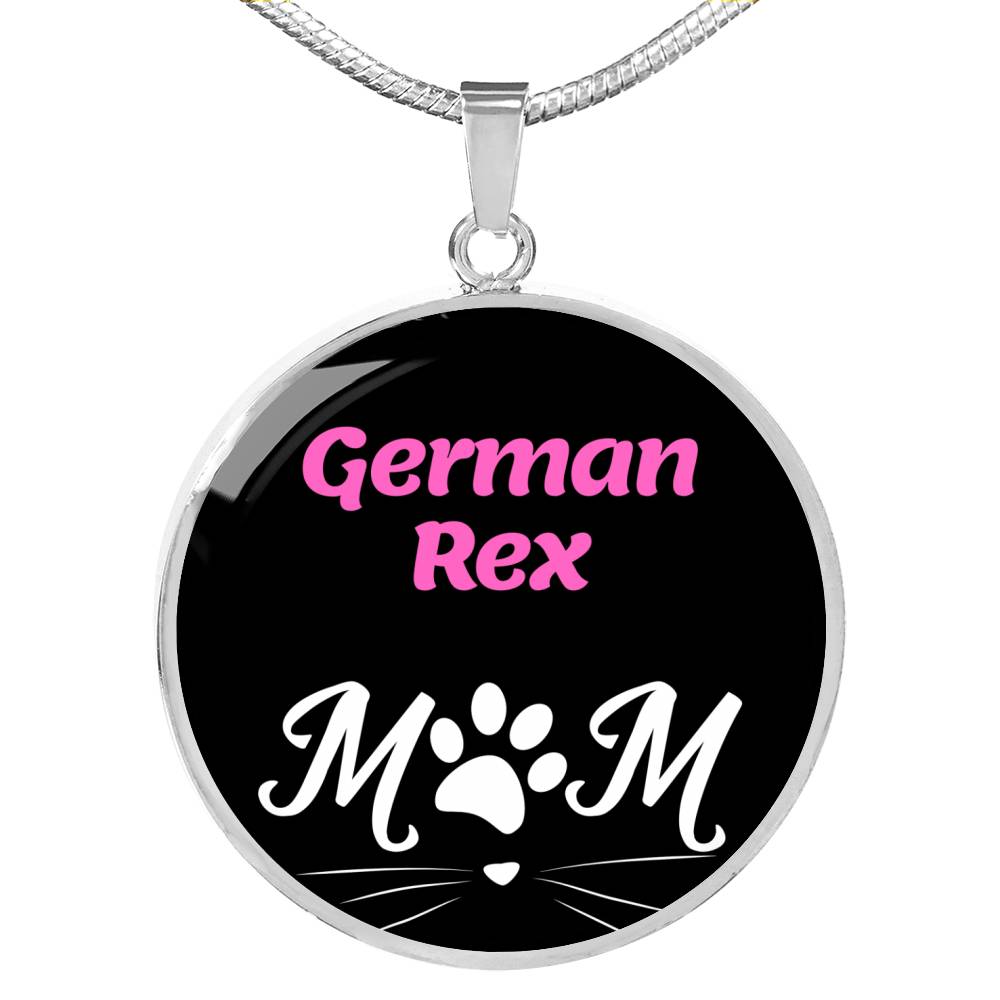 German Rex Cat Mom Necklace Circle Pendant Stainless Steel or 18k Gold 18-22"-Express Your Love Gifts