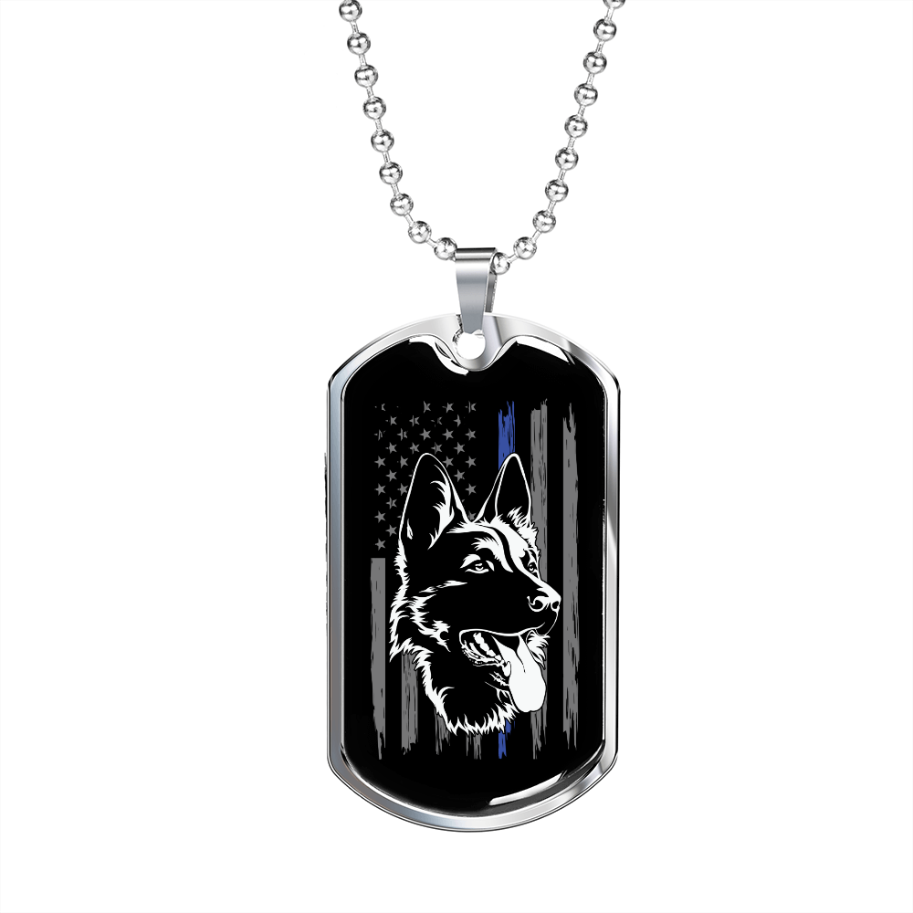 German Shepherd Flag Necklace Stainless Steel or 18k Gold Dog Tag 24" Chain-Express Your Love Gifts
