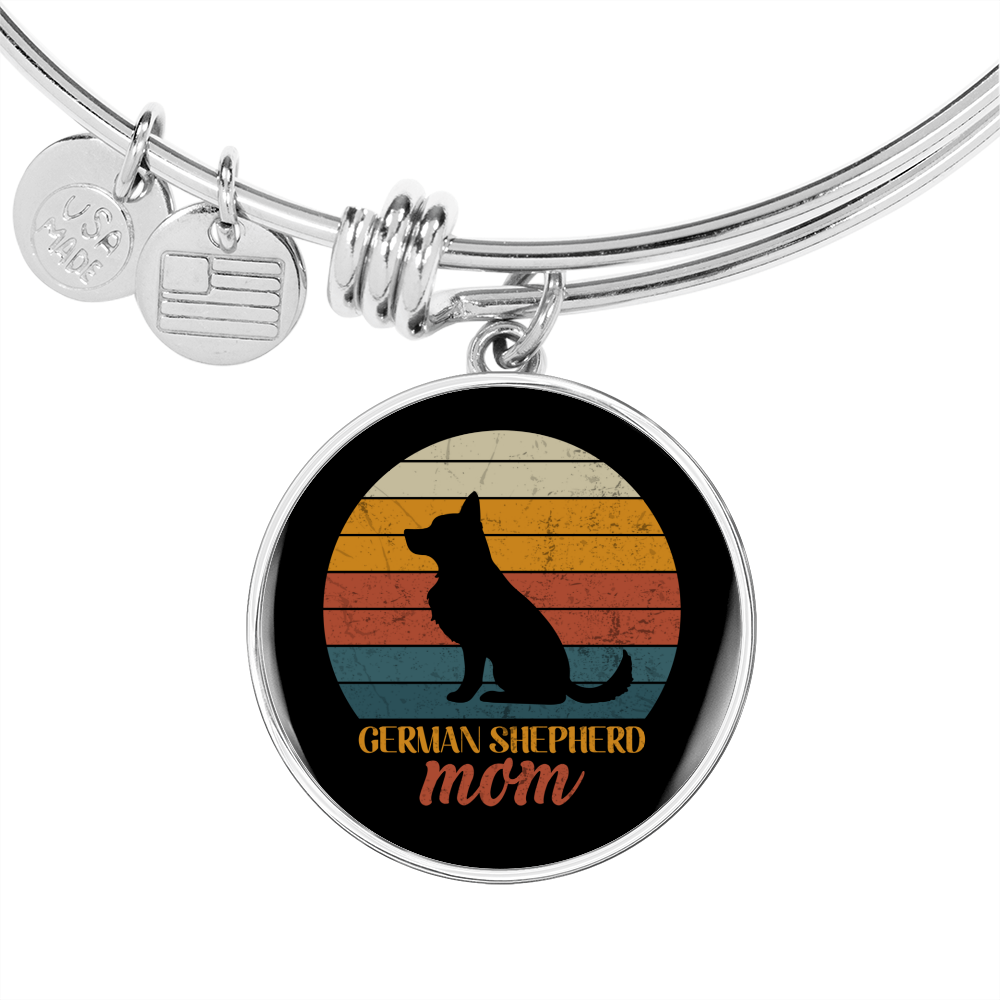 German Shepherd Mom Bracelet Stainless Steel or 18k Gold Circle Bangle-Express Your Love Gifts