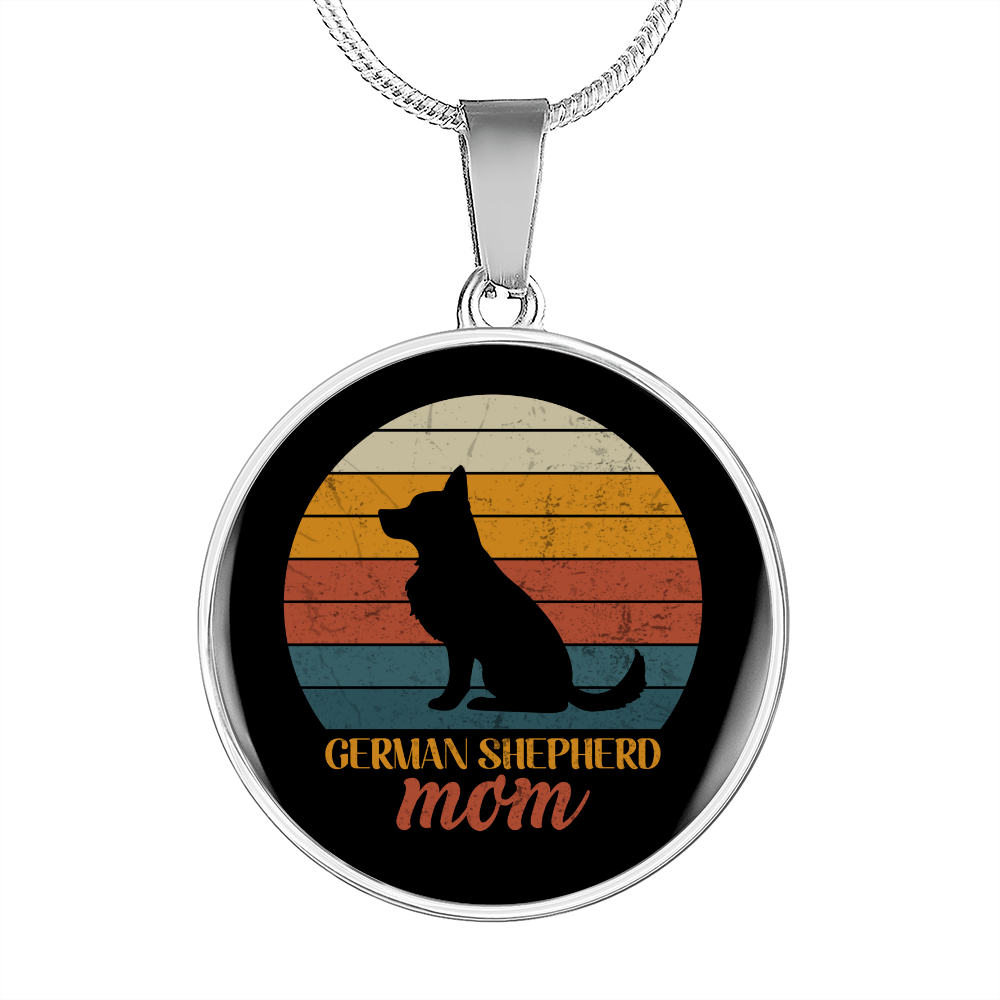 German Shepherd Mom Circle Necklace Stainless Steel or 18k Gold 18-22"-Express Your Love Gifts