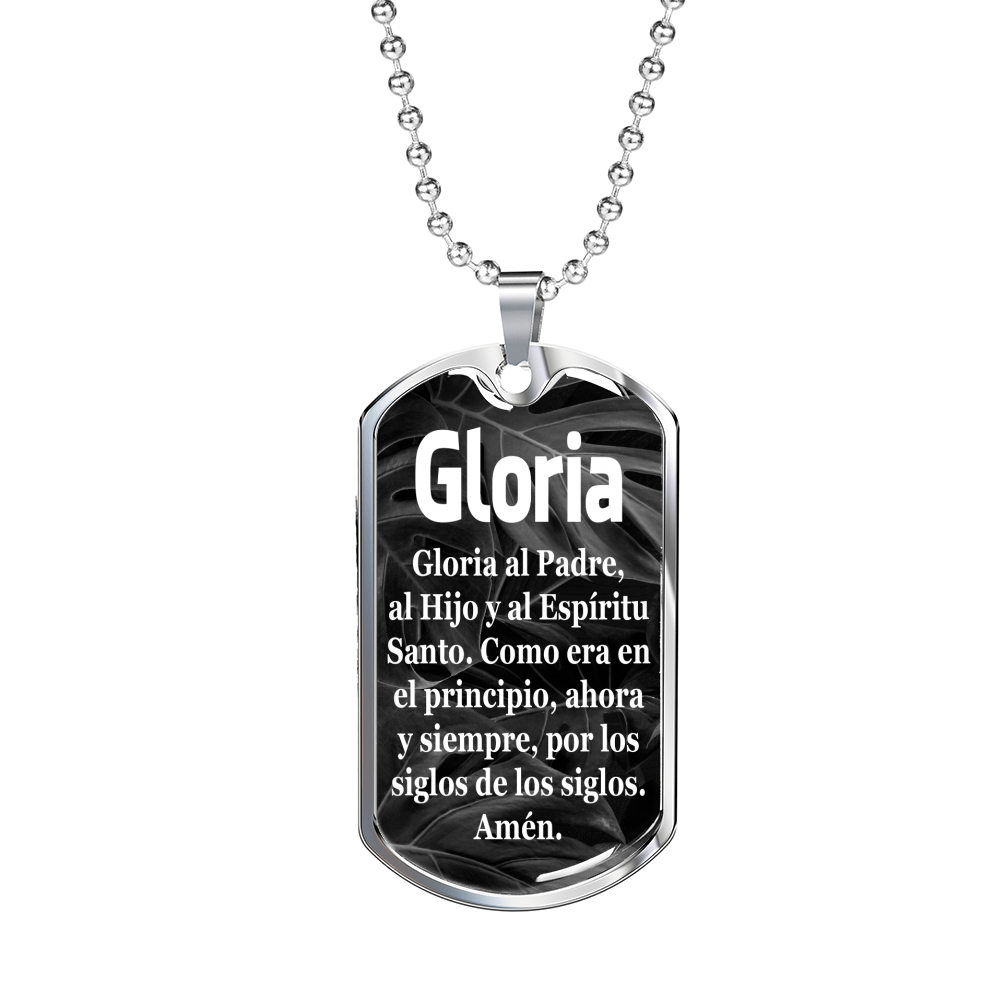 Gloria al Padre Spanish Dog Tag Stainless Steel or 18k Gold 24" Chain-Express Your Love Gifts