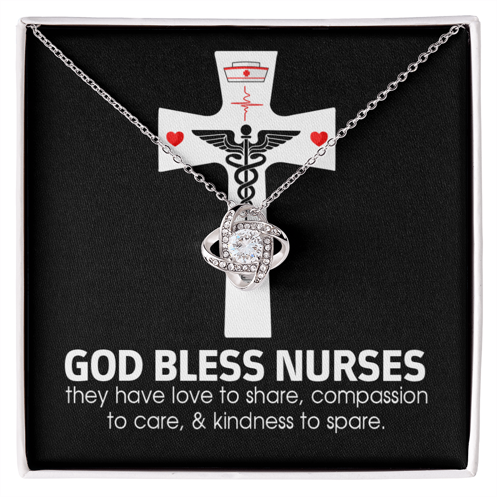God Bless Nurses Healthcare Medical Worker Nurse Appreciation Gift Infinity Knot Necklace Message Card-Express Your Love Gifts