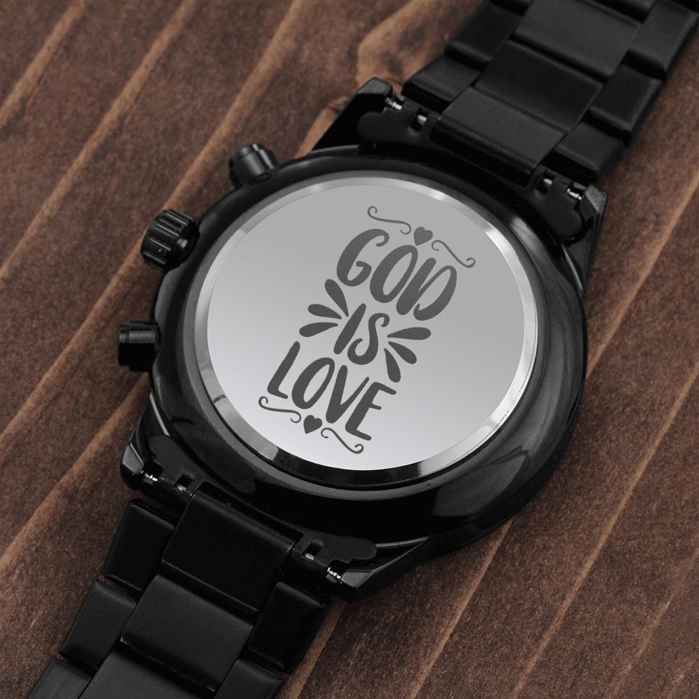 God Is Love Engraved Bible Verse Men's Watch Multifunction Stainless Steel W Copper Dial-Express Your Love Gifts