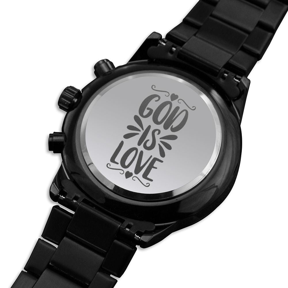 God Is Love Engraved Bible Verse Men's Watch Multifunction Stainless Steel W Copper Dial-Express Your Love Gifts