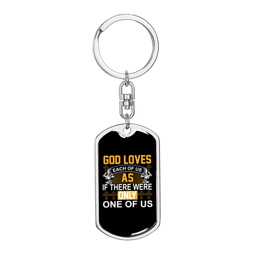 God Loves Keychain Stainless Steel or 18k Gold Dog Tag Keyring-Express Your Love Gifts