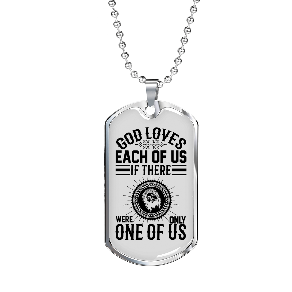 God Loves Us Necklace Stainless Steel or 18k Gold Dog Tag 24" Chain-Express Your Love Gifts