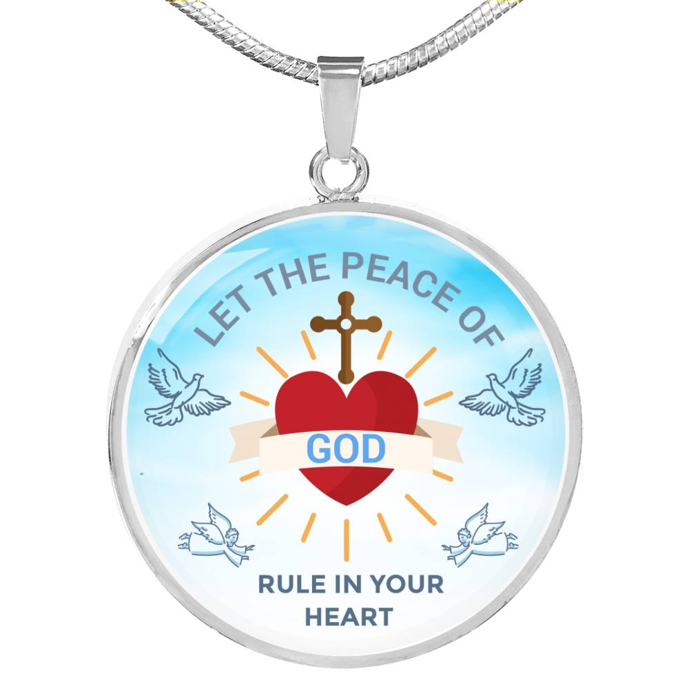 God Rule In Your Heart Circle Necklace Stainless Steel or 18k Gold 18-22"-Express Your Love Gifts