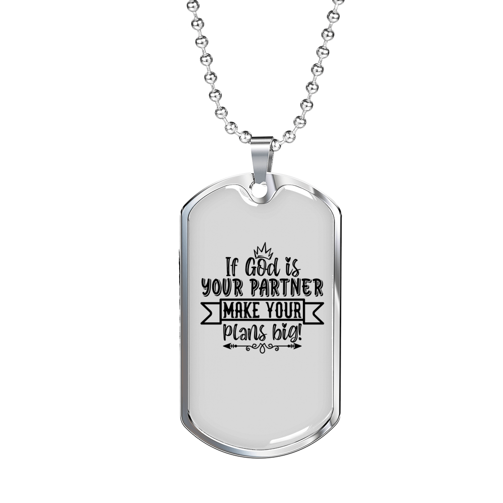 God Your Partner Necklace Stainless Steel or 18k Gold Dog Tag 24" Chain-Express Your Love Gifts