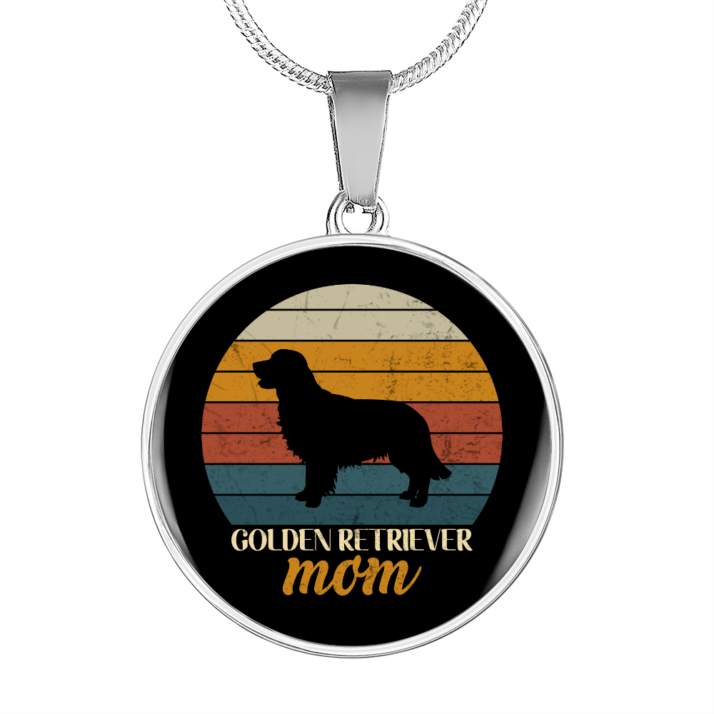 Golden Retriever Mom Circle Necklace Stainless Steel or 18k Gold 18-22"-Express Your Love Gifts