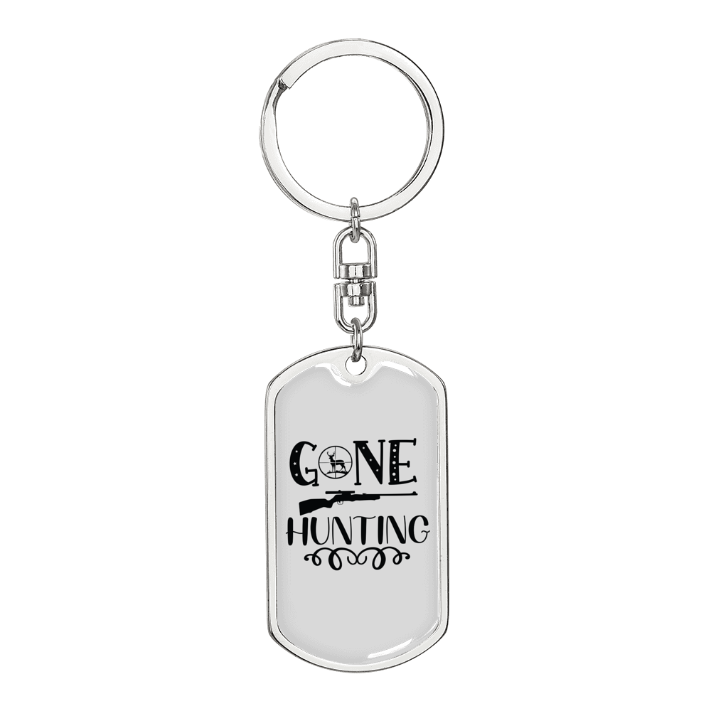 Gone Hunter'S Keychain Gift Stainless Steel or 18k Gold Dog Tag Keyring-Express Your Love Gifts